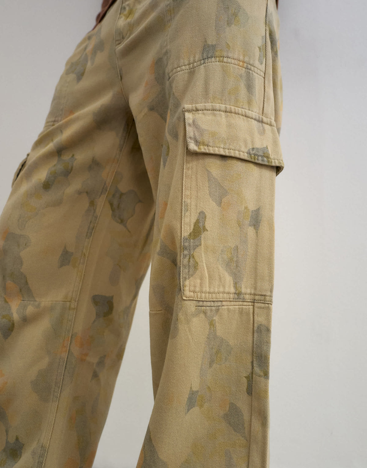 Topman baggy fit twill camo print trousers in khaki
