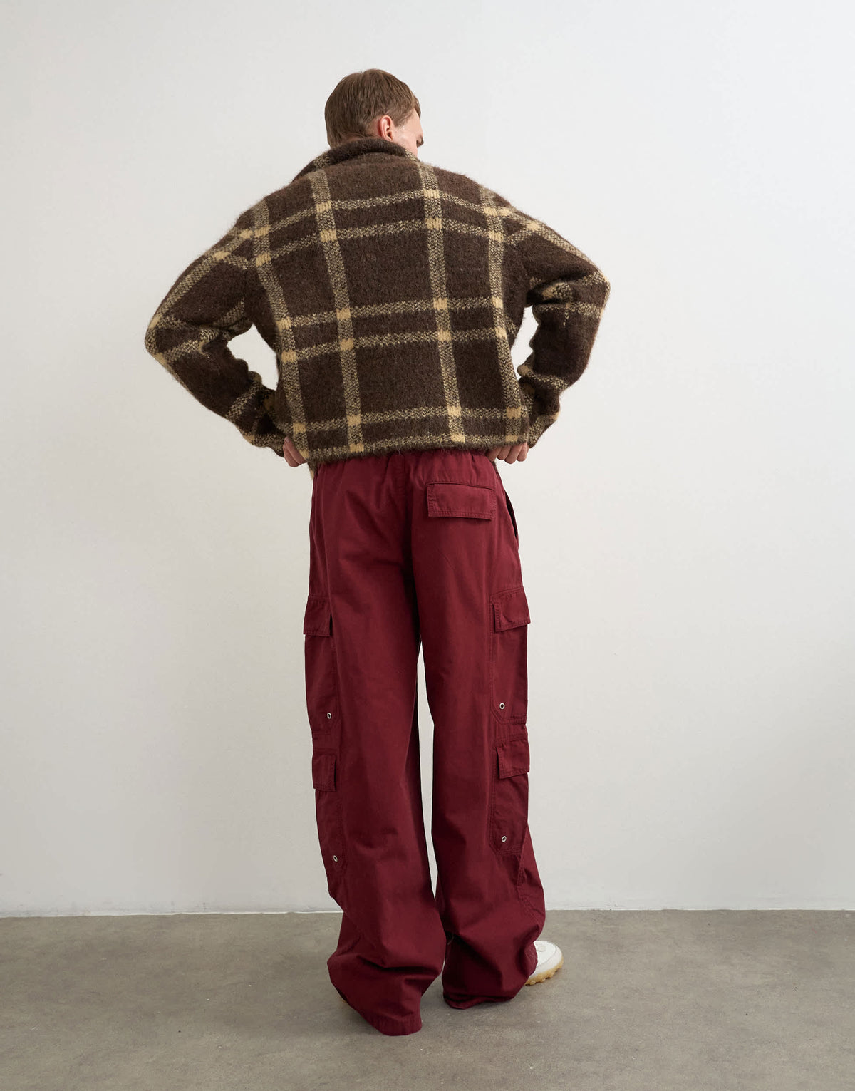 Topman baggy fit nylon ripstop cargos in burnt red