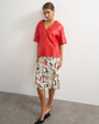 Topshop satin jacquard 90s length skirt in mono floral print