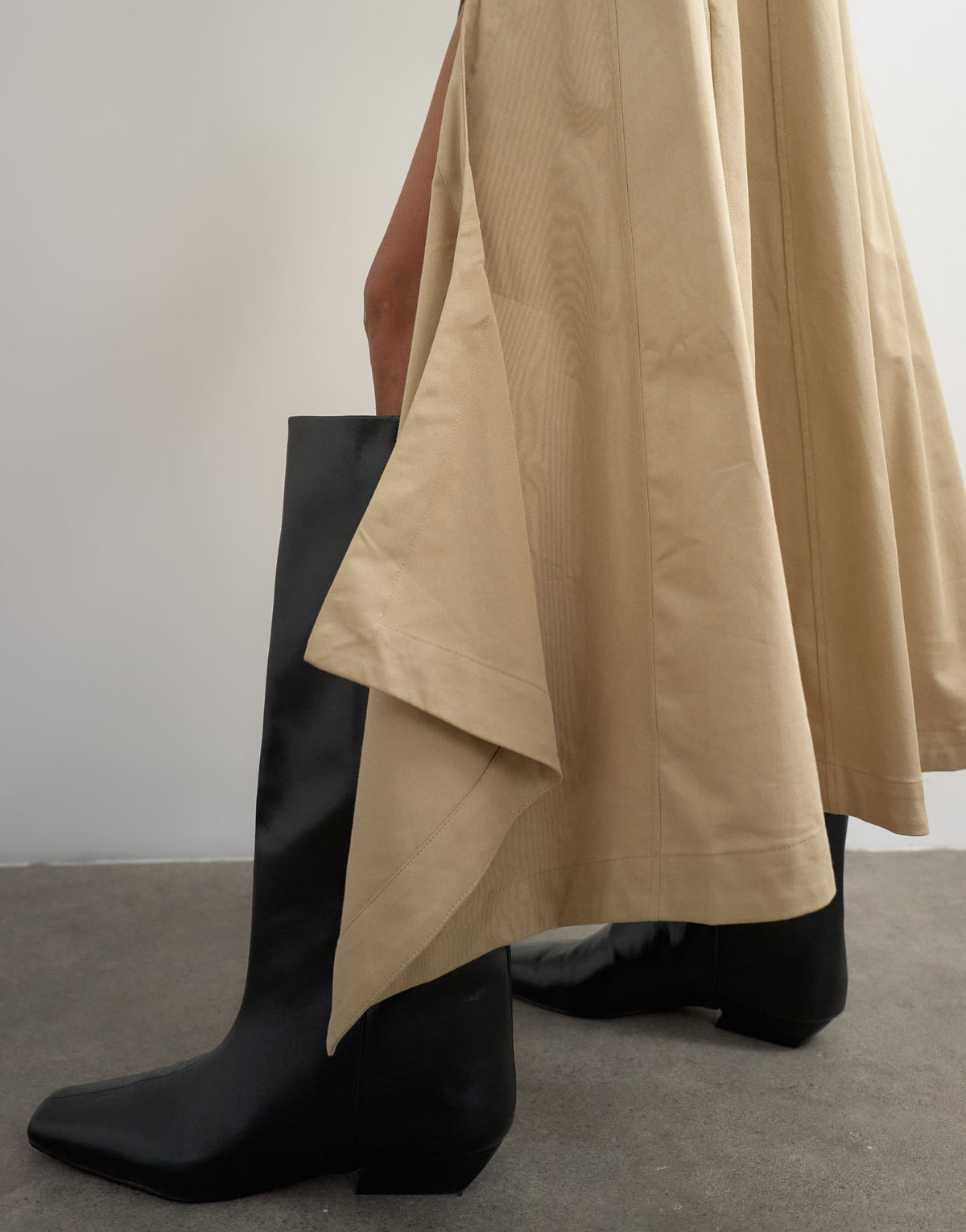 Topshop waist detail asymmetric hem trench skirt in stone