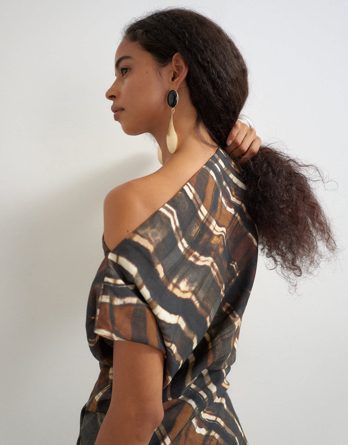 Topshop co ord asymmetric neckline top in check