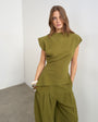 Topshop co ord asymmetric neckline top in khaki