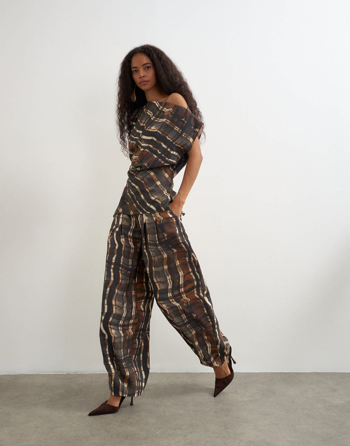 Topshop co ord pleated trouser in check