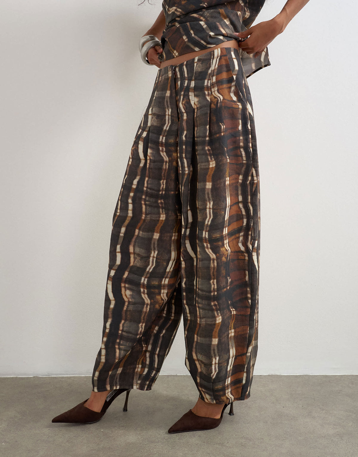 Topshop co ord pleated trouser in check