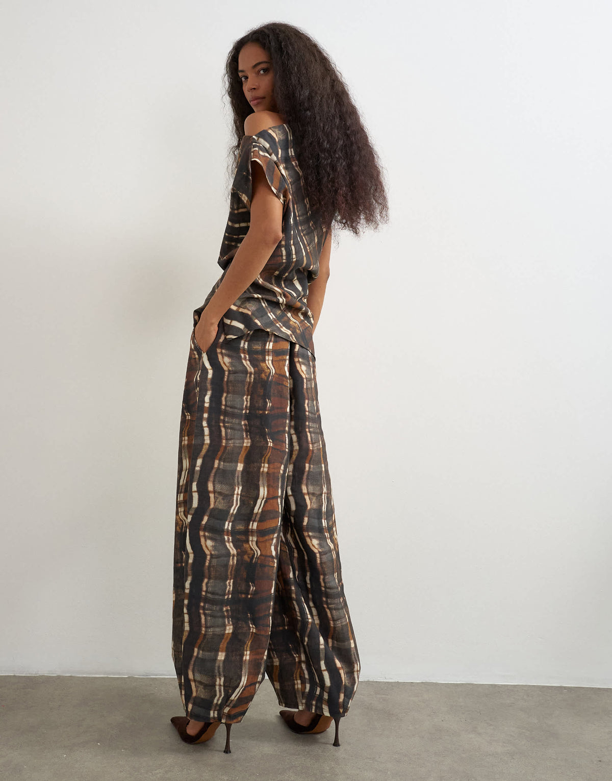 Topshop co ord pleated trouser in check