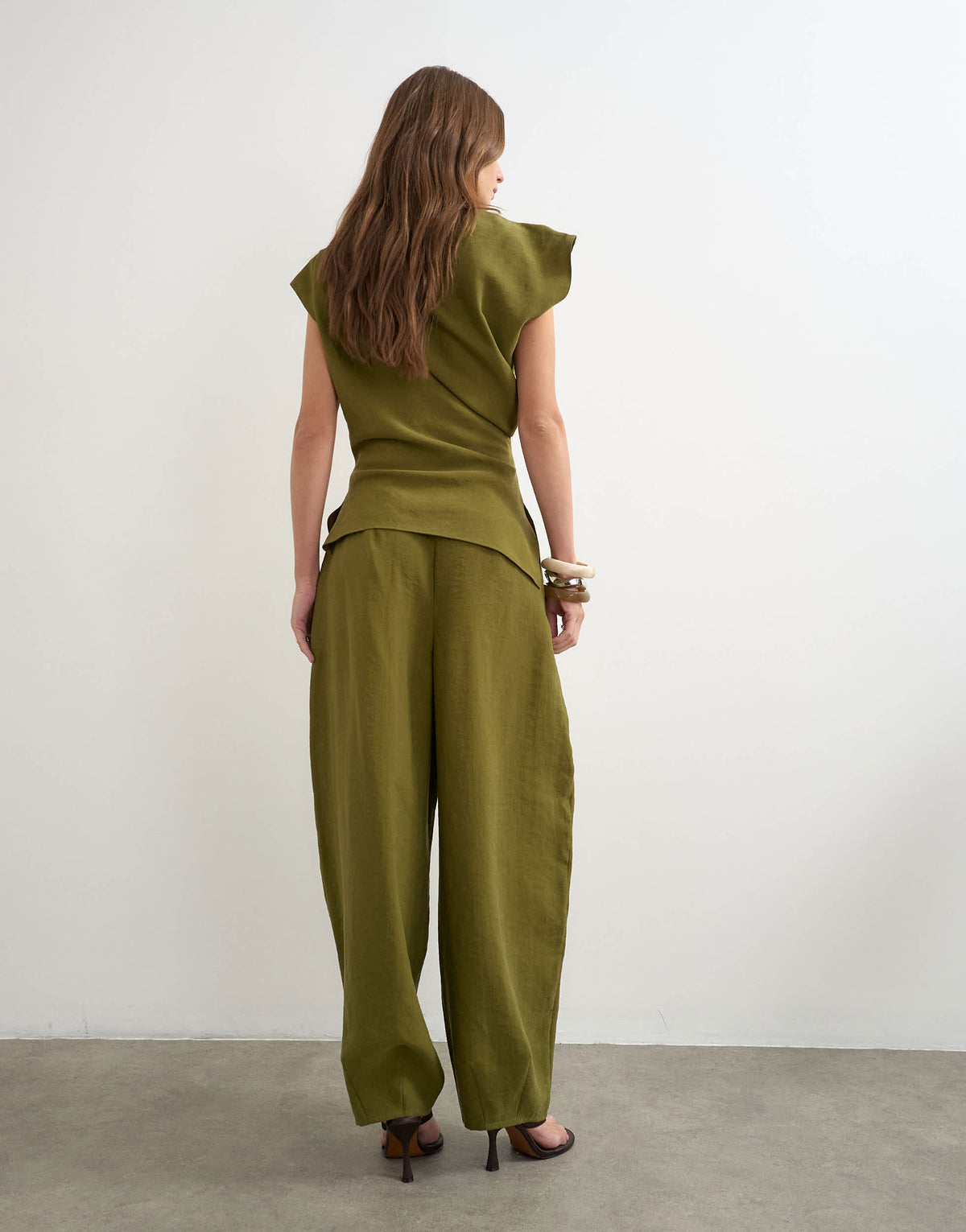 Topshop co ord pleated trouser in khaki