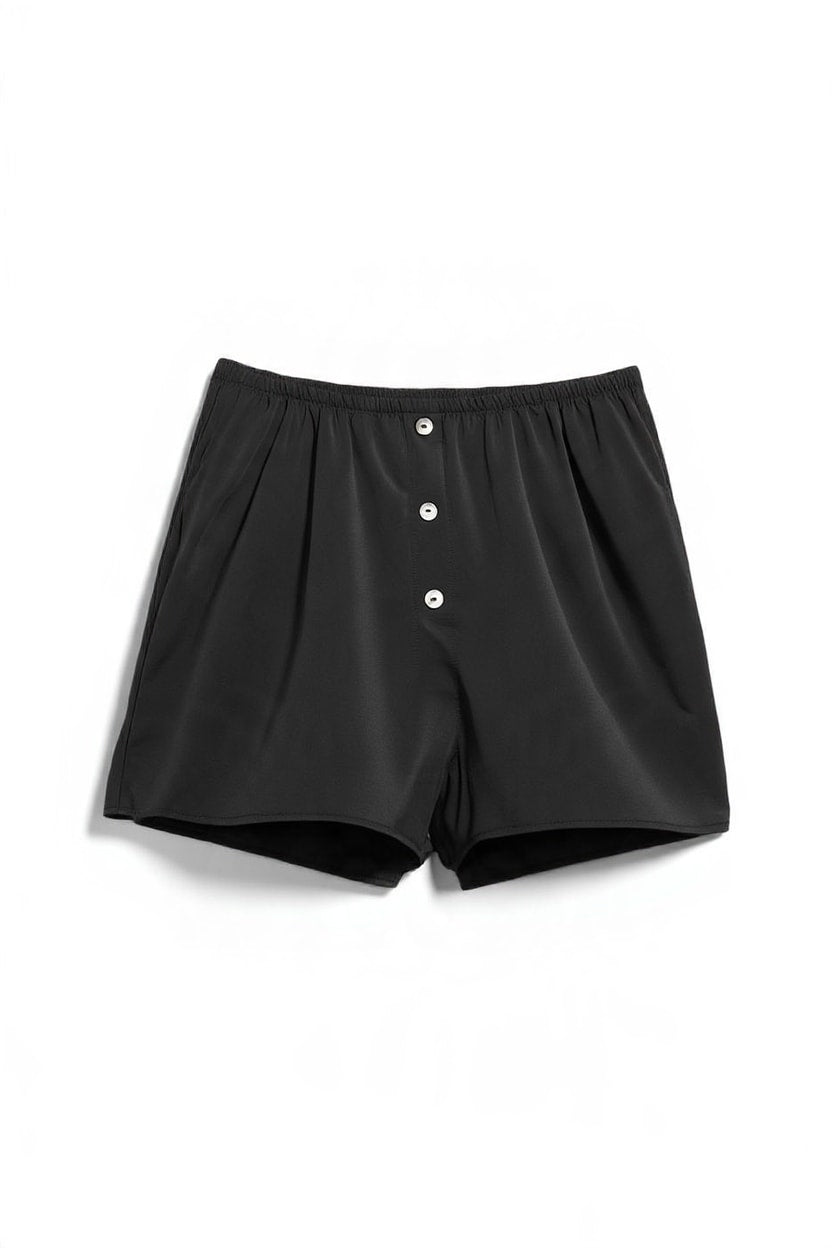 Topshop satin button detail short in black