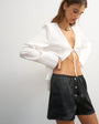 Topshop satin button detail short in black