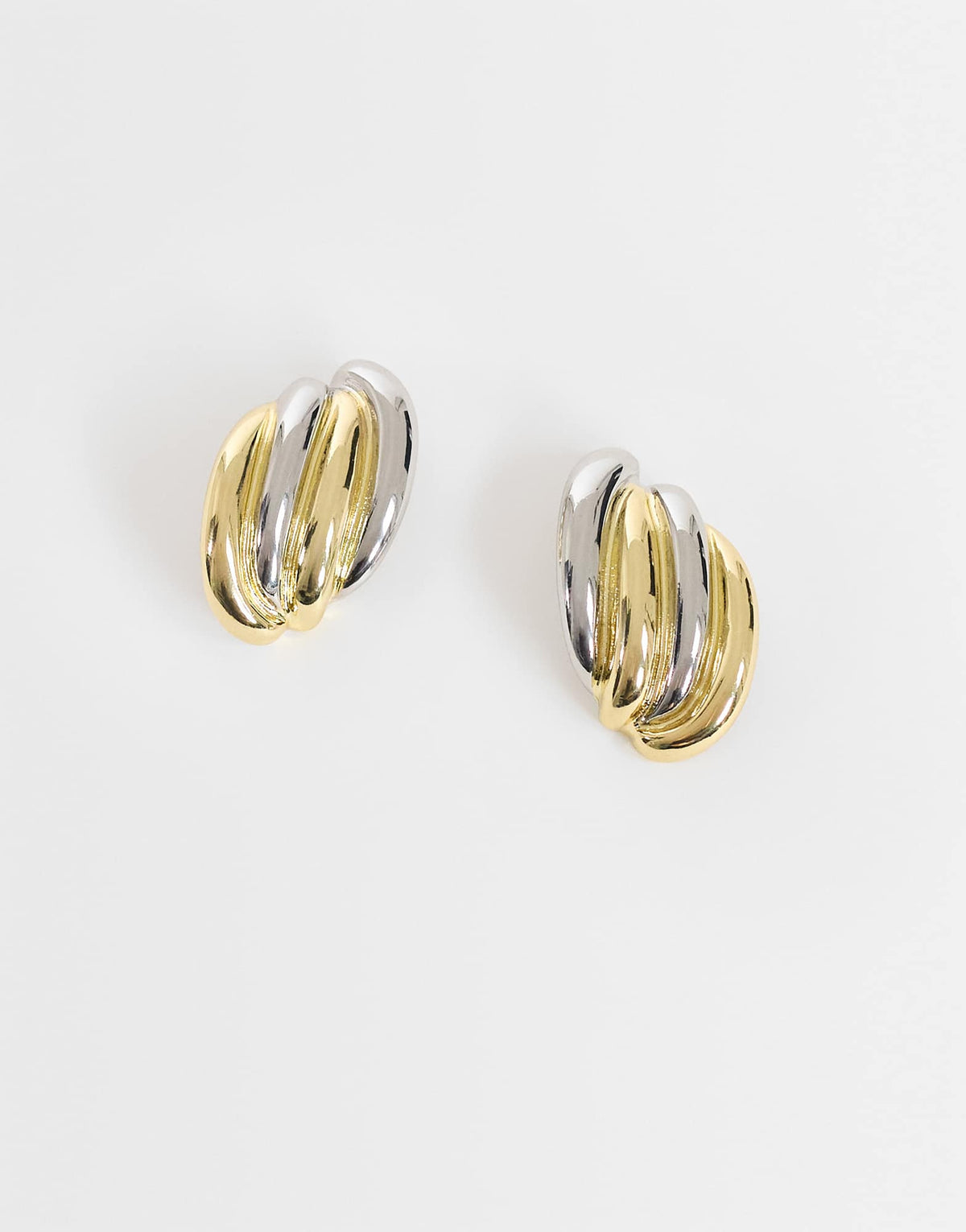 Topshop Fia statement stud earrings in silver and gold