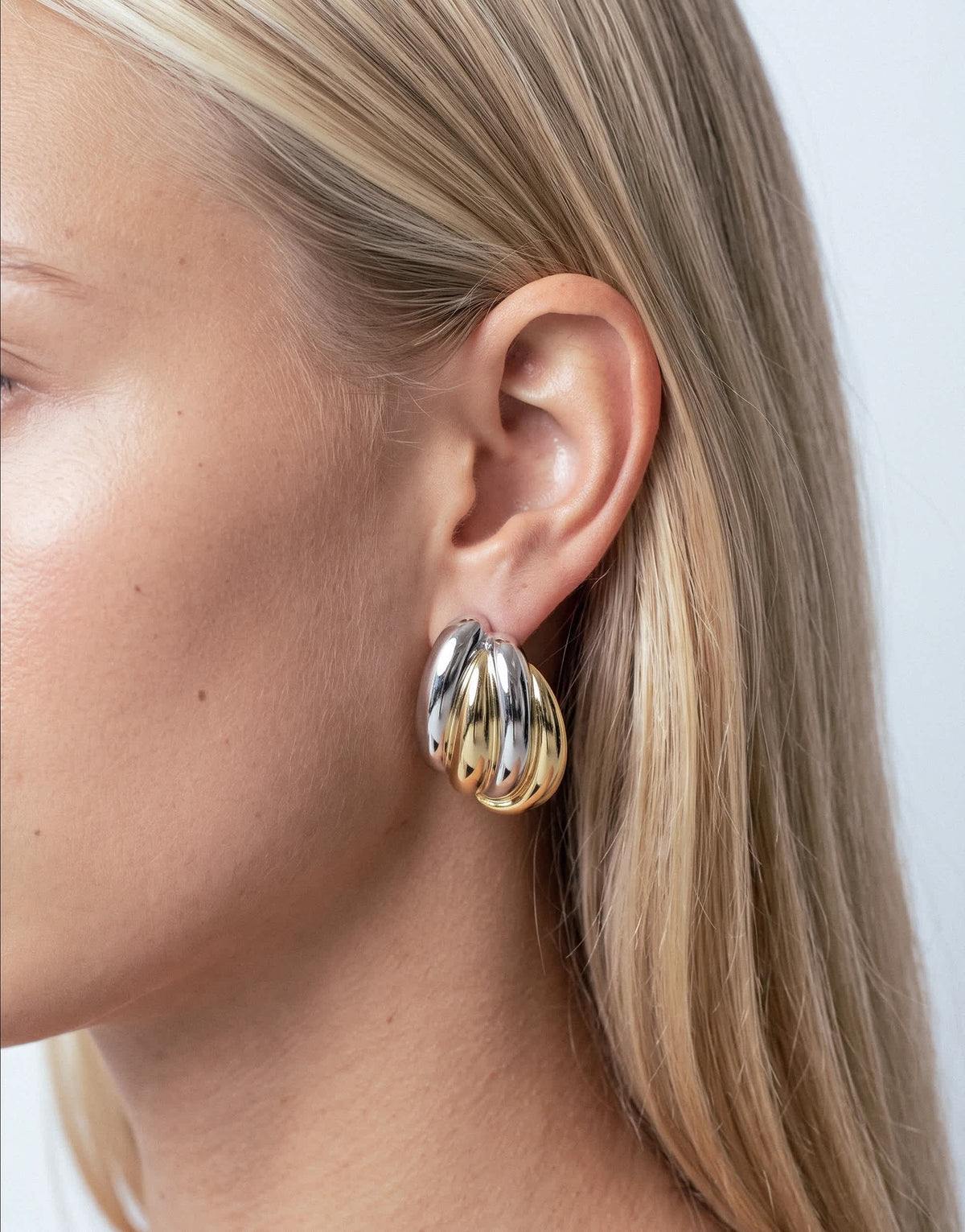 Topshop Fia statement stud earrings in silver and gold