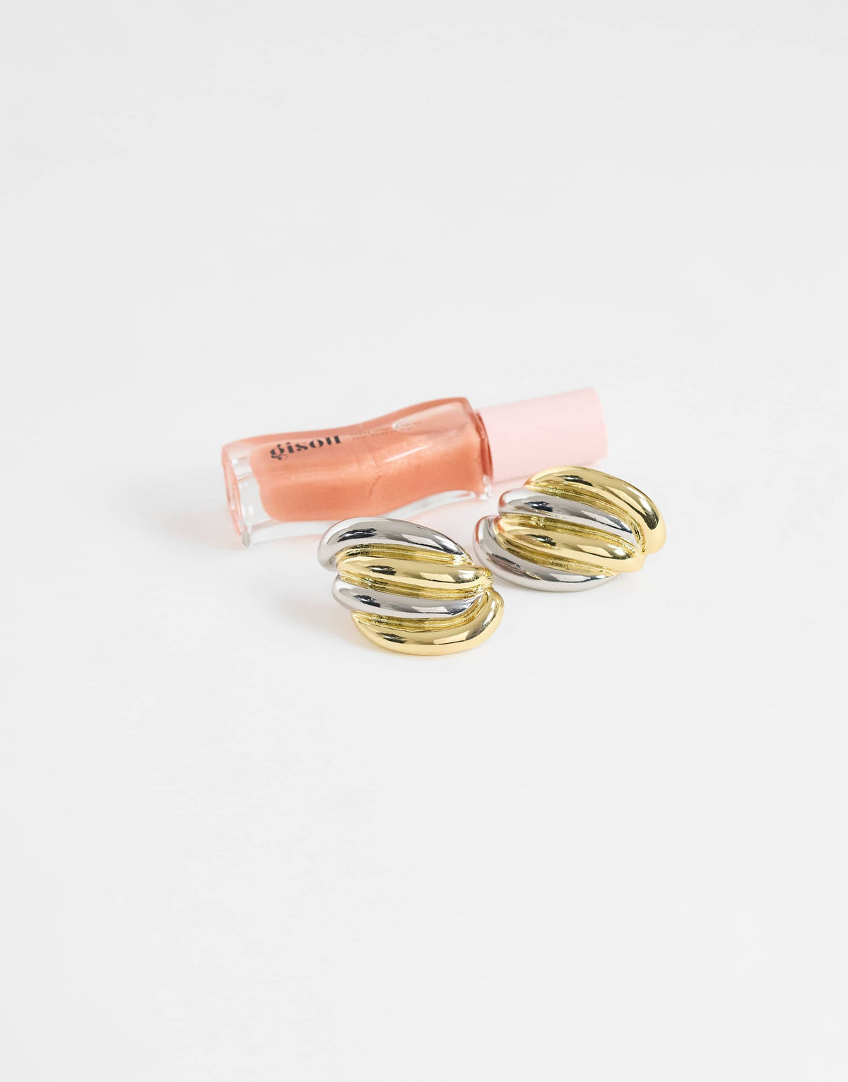 Topshop Fia statement stud earrings in silver and gold