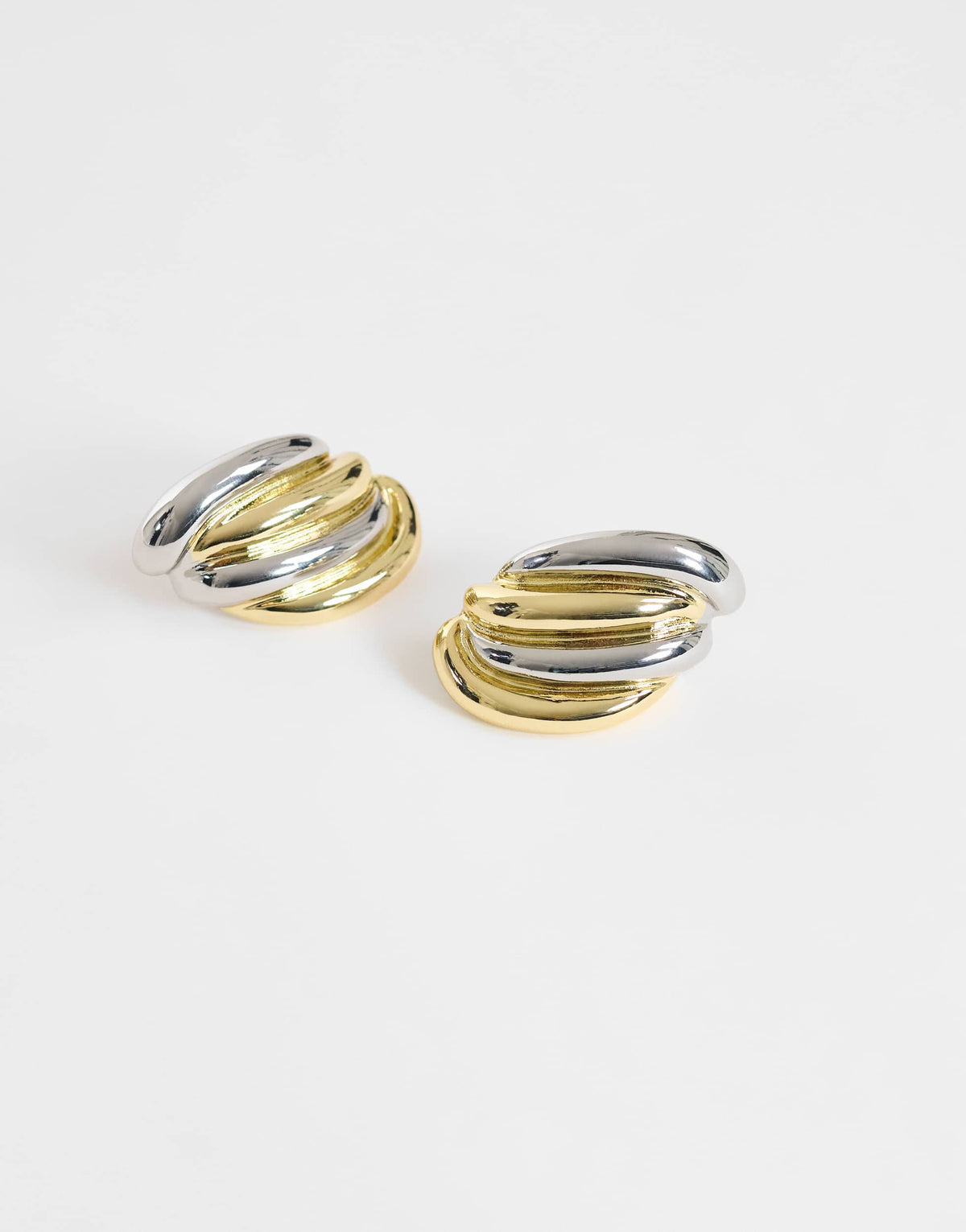 Topshop Fia statement stud earrings in silver and gold