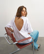 Topshop X Cara open back tee in white