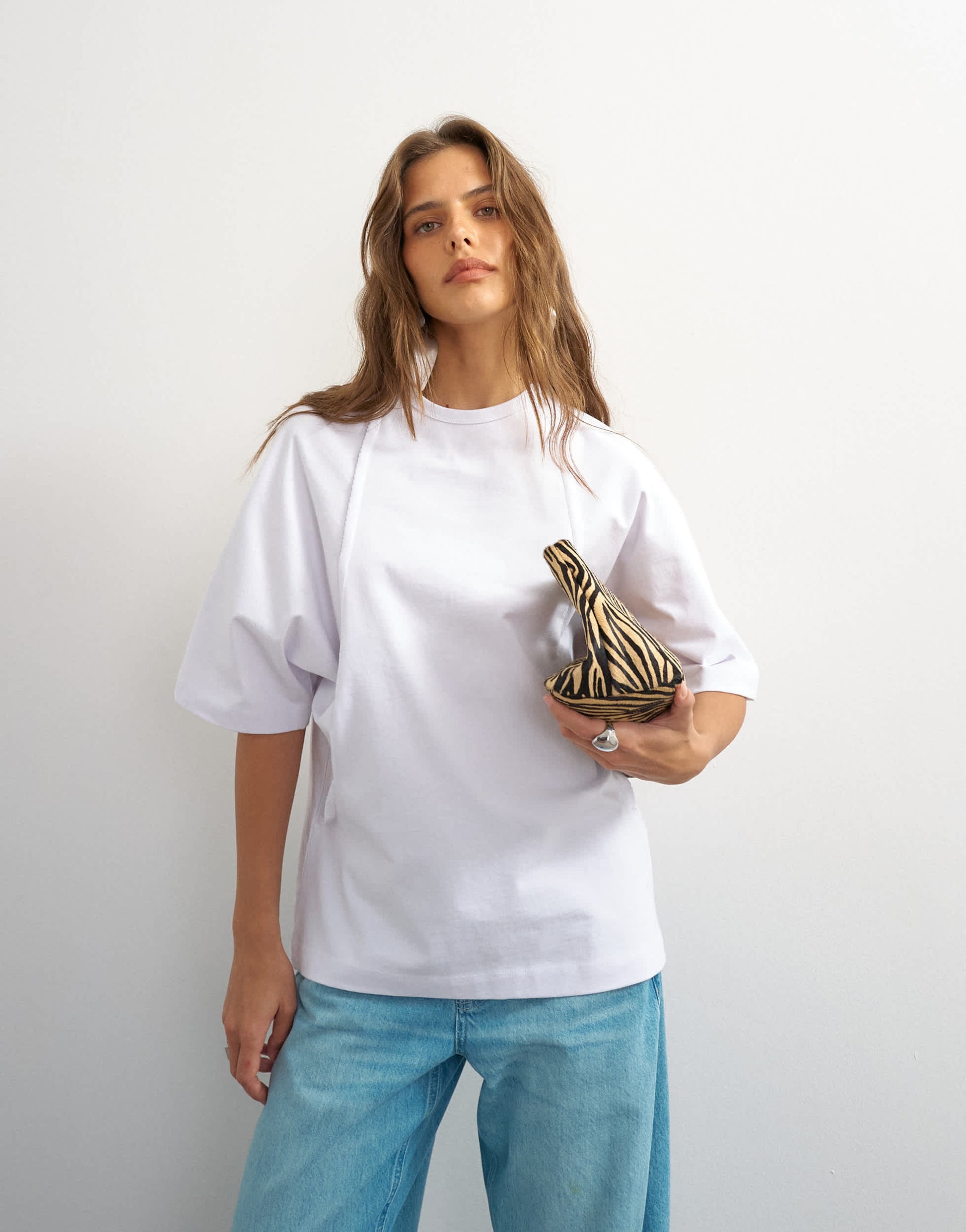 Topshop X Cara open back tee in ecru
