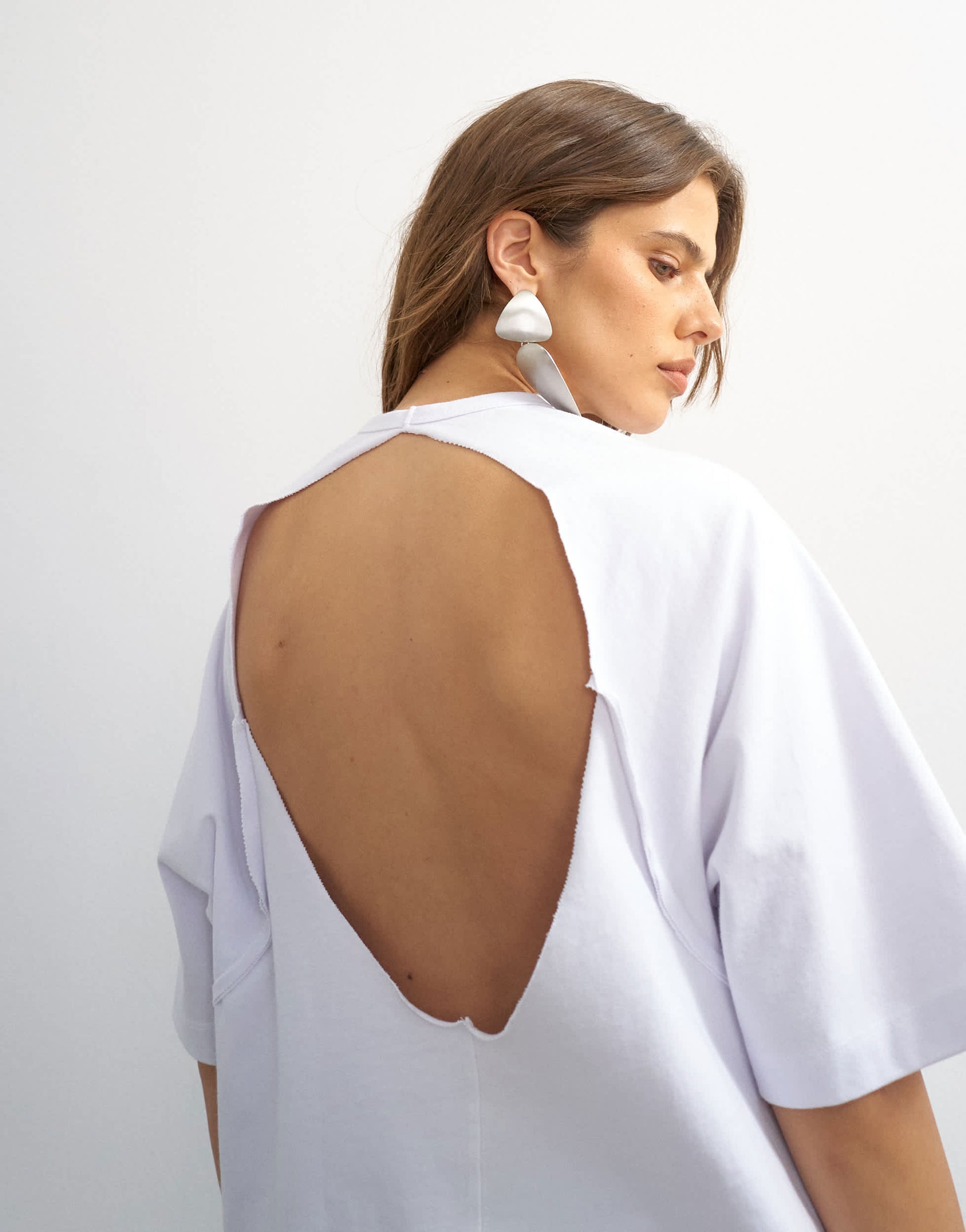 Topshop X Cara open back tee in ecru