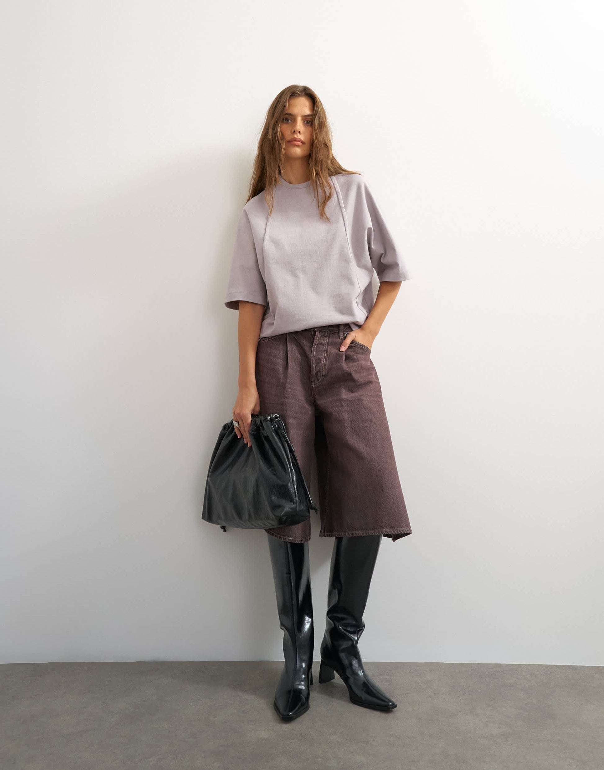 Topshop X Cara open back tee in grey