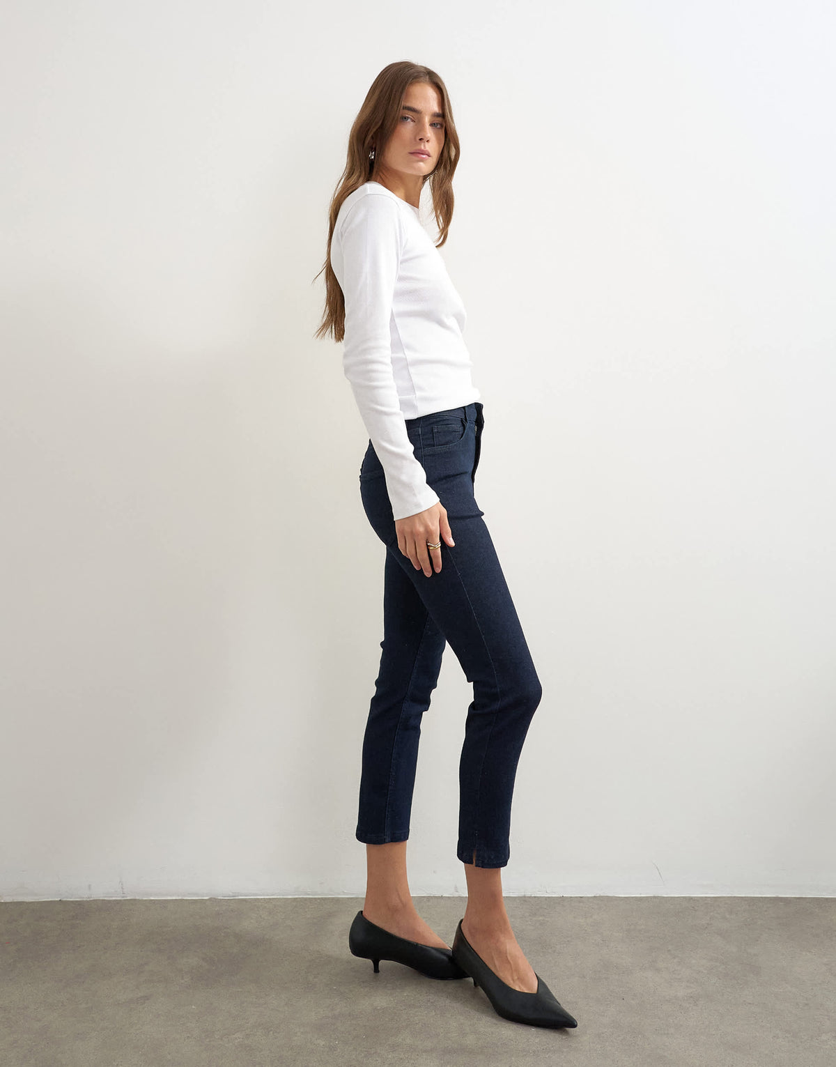 Topshop denim 3/4 capris jeans in rinse