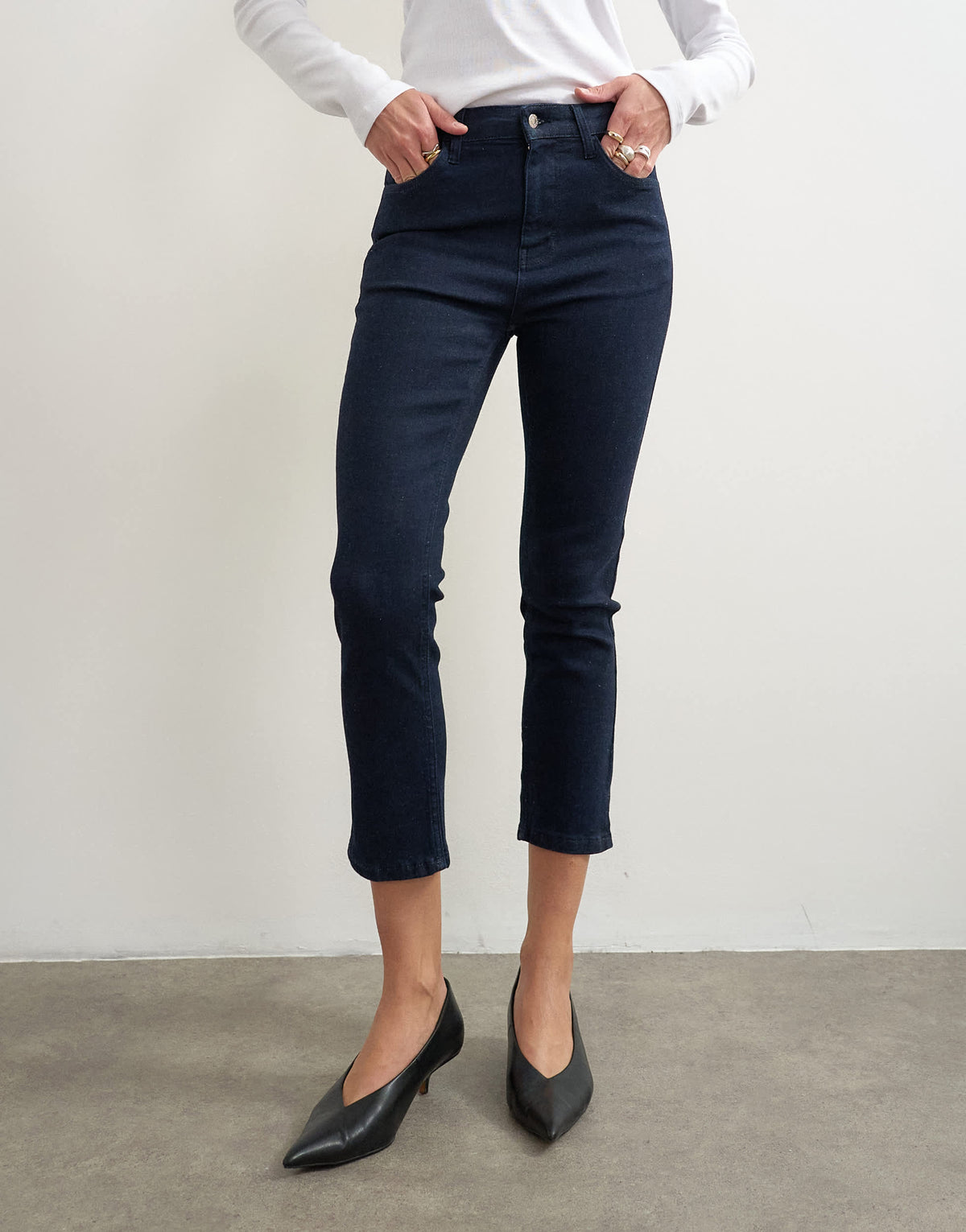 Topshop denim 3/4 capris jeans in rinse
