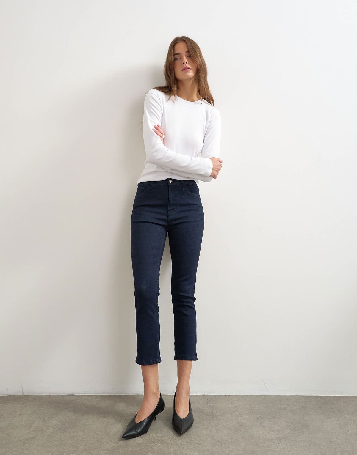 Topshop denim 3/4 capris jeans in rinse