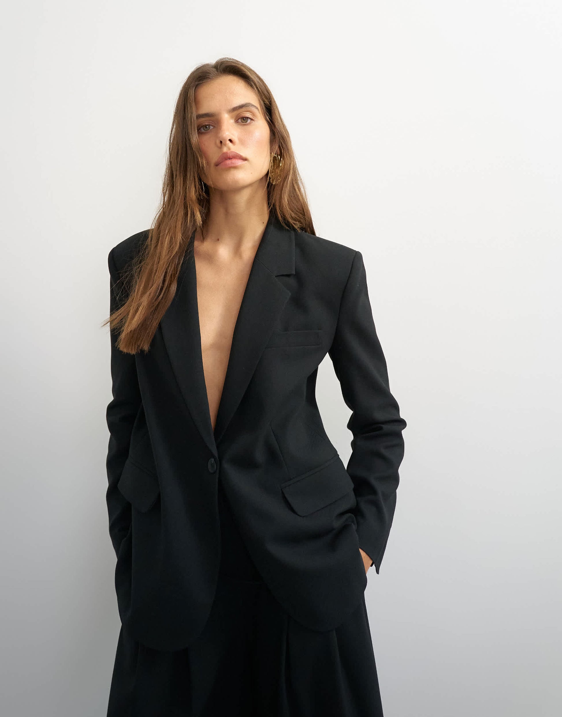 Topshop boyfriend single breasted blazer in black