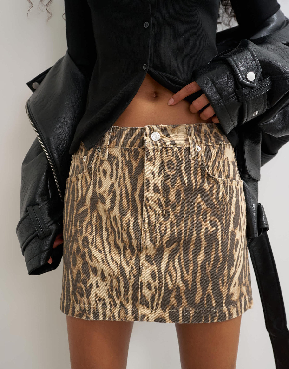 Topshop pelmet skirt in leopard print