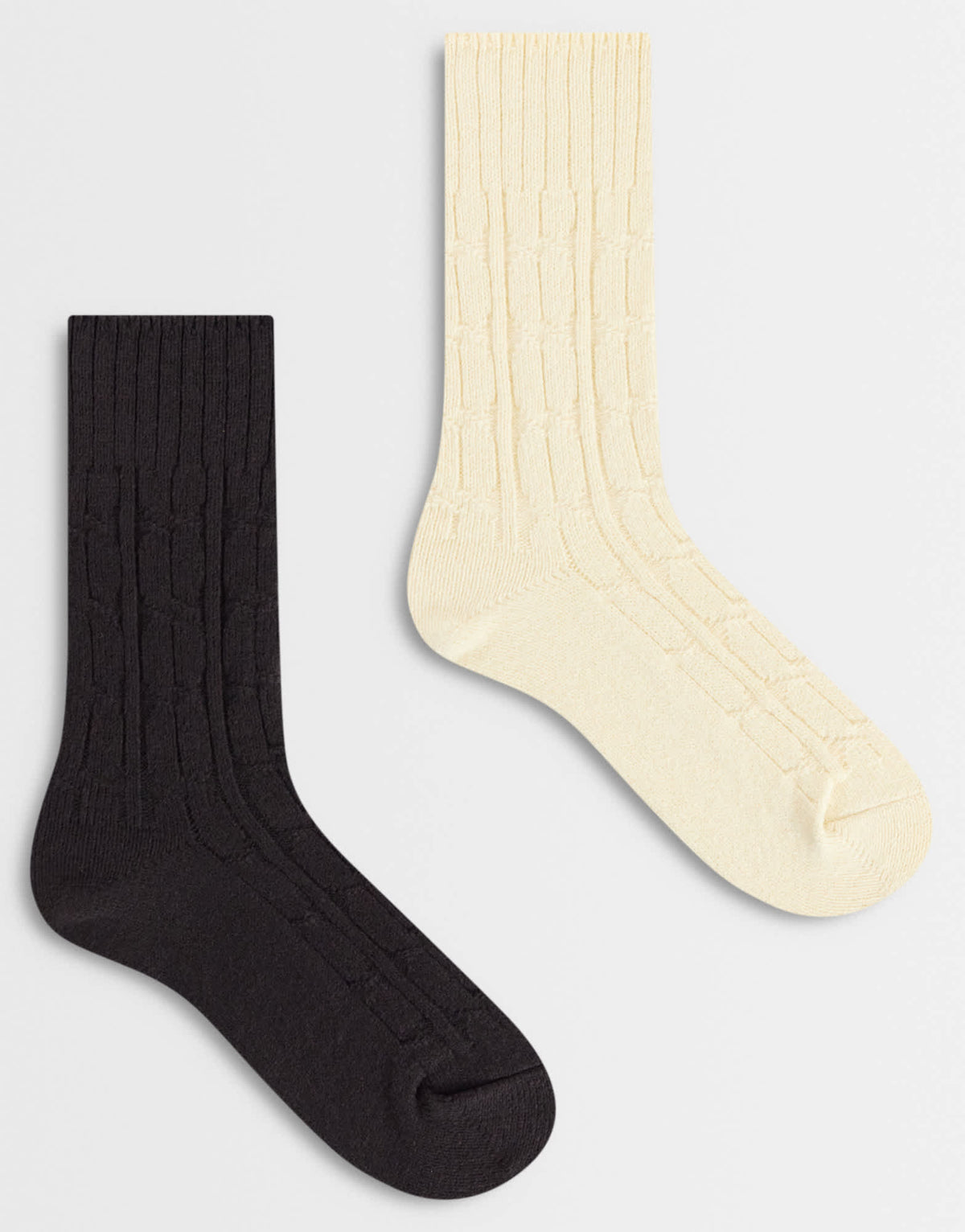 Topshop 2pk cable knit cosy socks in chocolate and off white