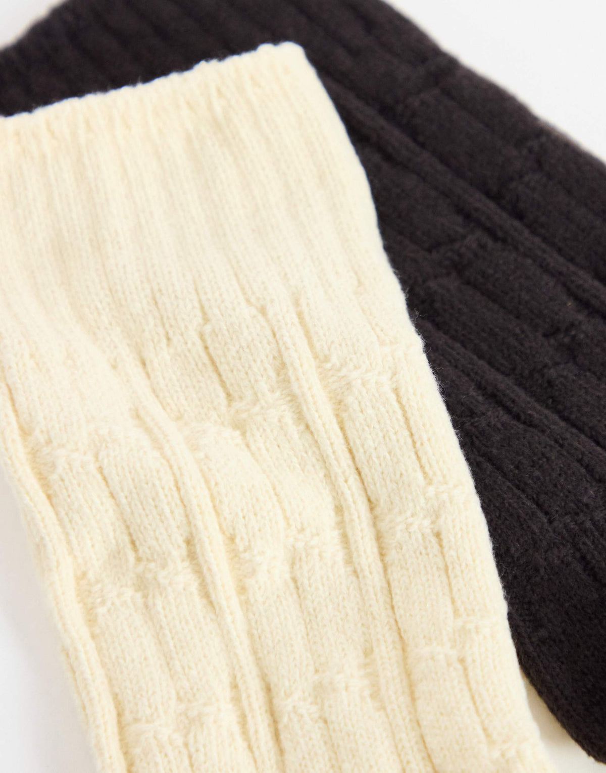 Topshop 2pk cable knit cosy socks in chocolate and off white