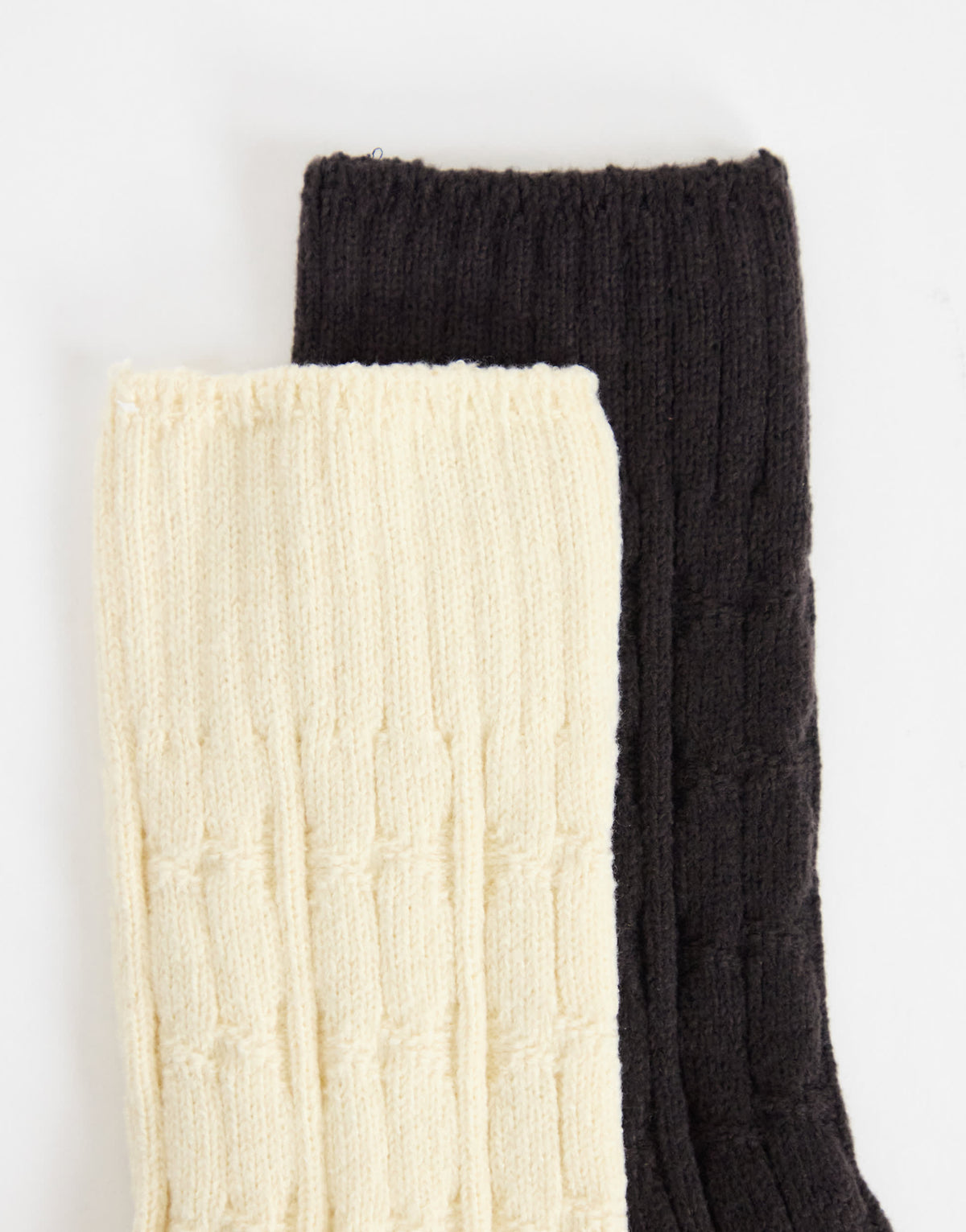 Topshop 2pk cable knit cosy socks in chocolate and off white