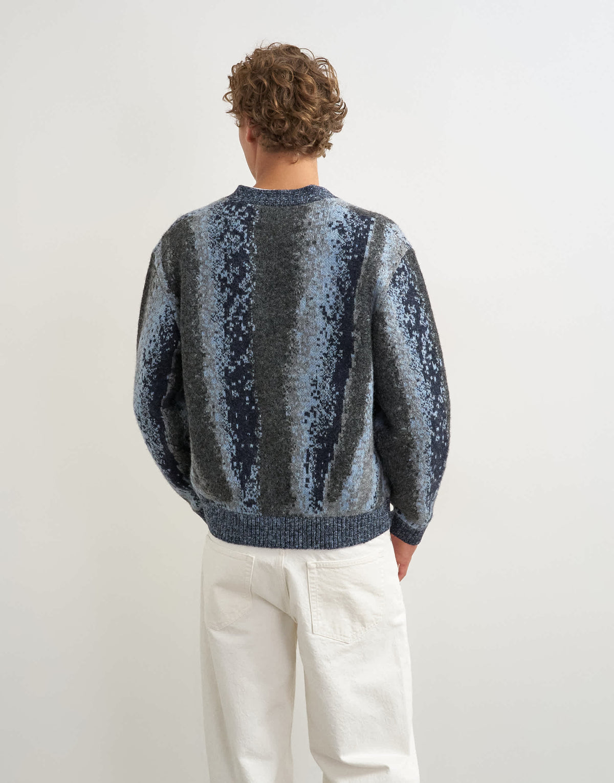 Topman relaxed fit abstract stripe knitted cardigan in dark grey