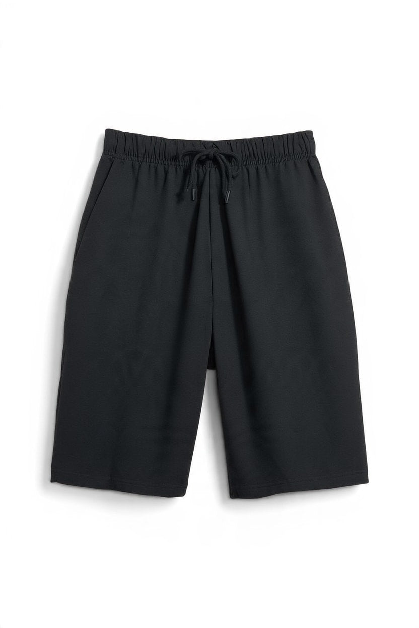 Topshop washed long line tie detail shorts in black