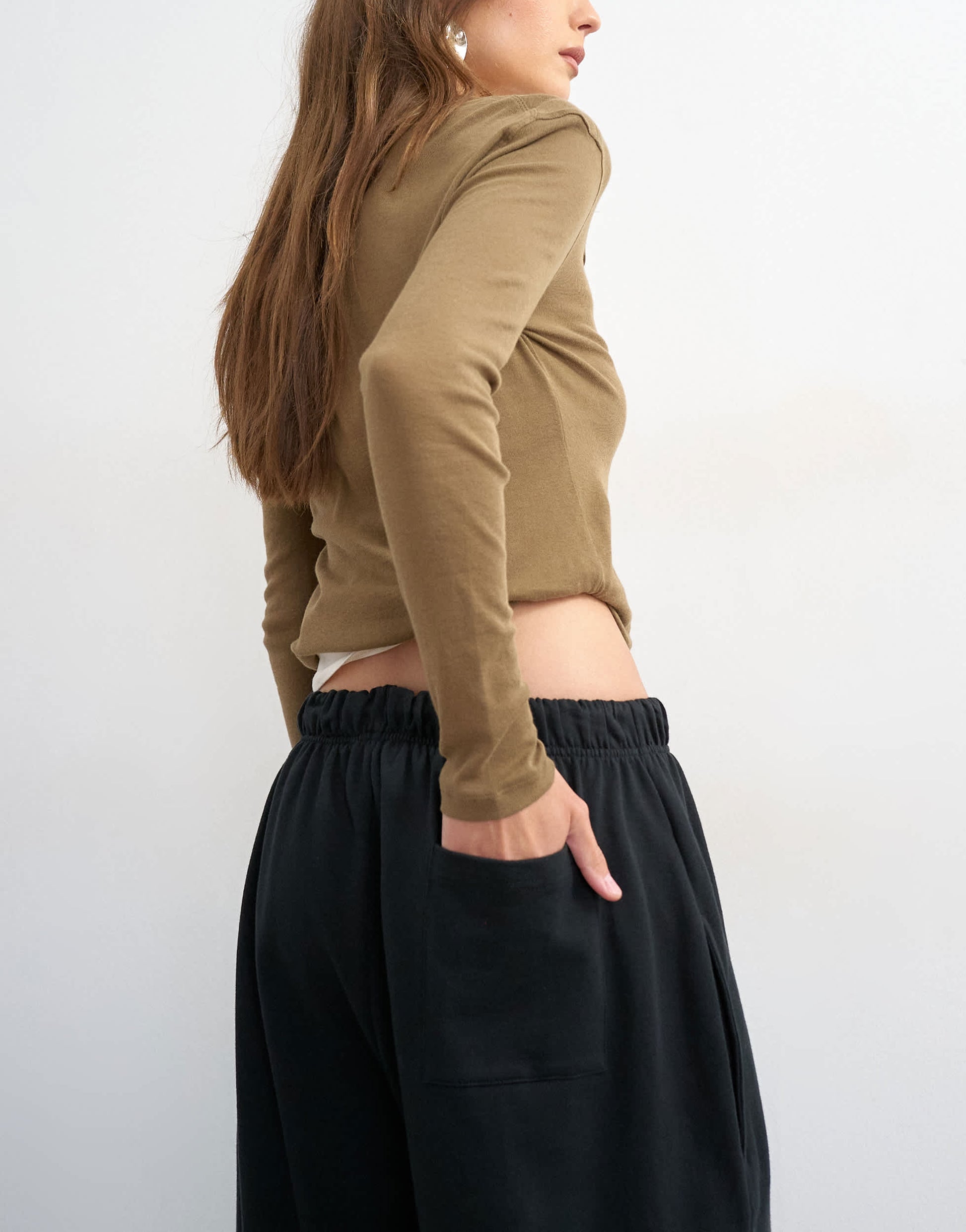 Topshop washed long line tie detail shorts in black