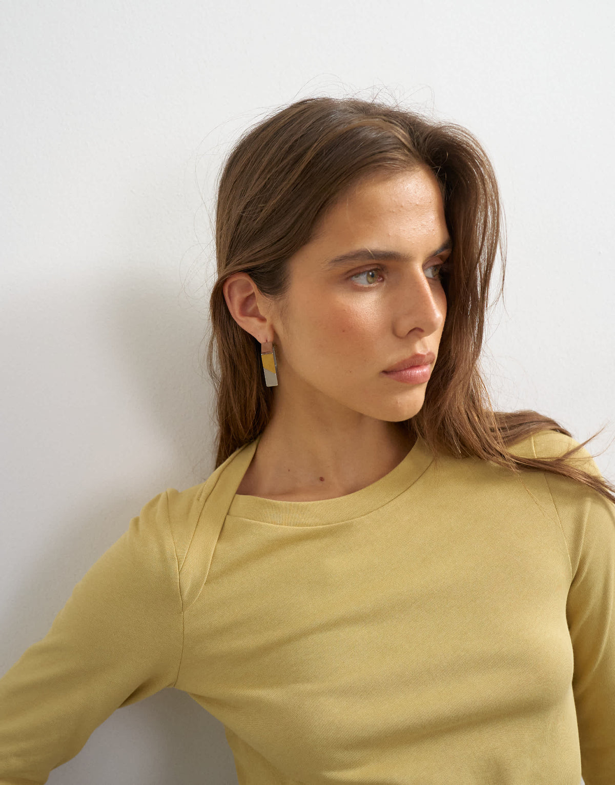Topshop asymmetric long sleeve t-shirt in mustard