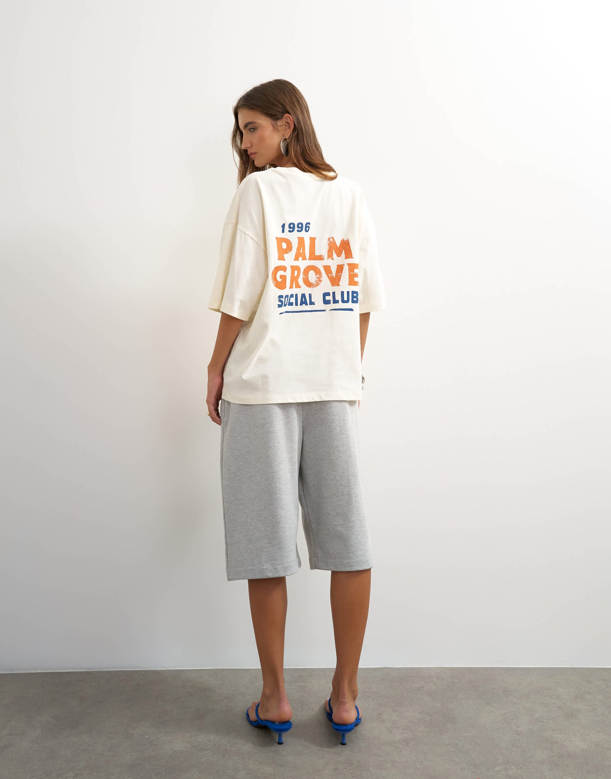 Topshop graphic 'Palm Grove' oversized t-shirt in ecru