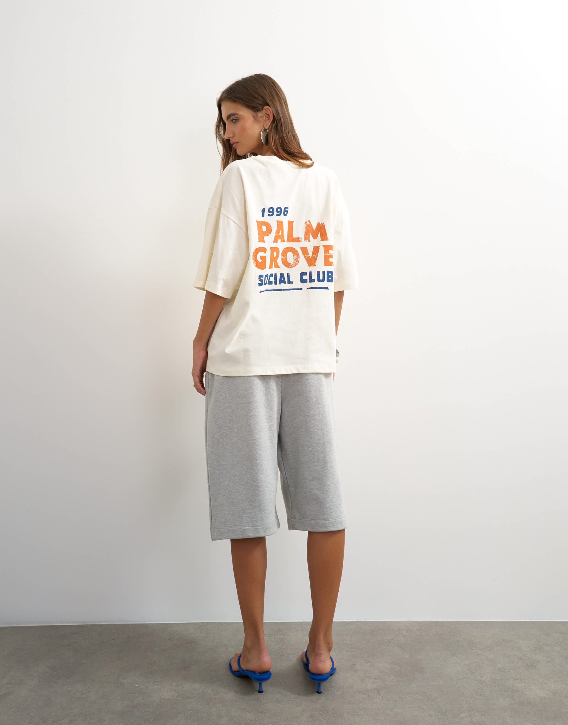 Topshop graphic 'Palm Grove' oversized t-shirt in ecru