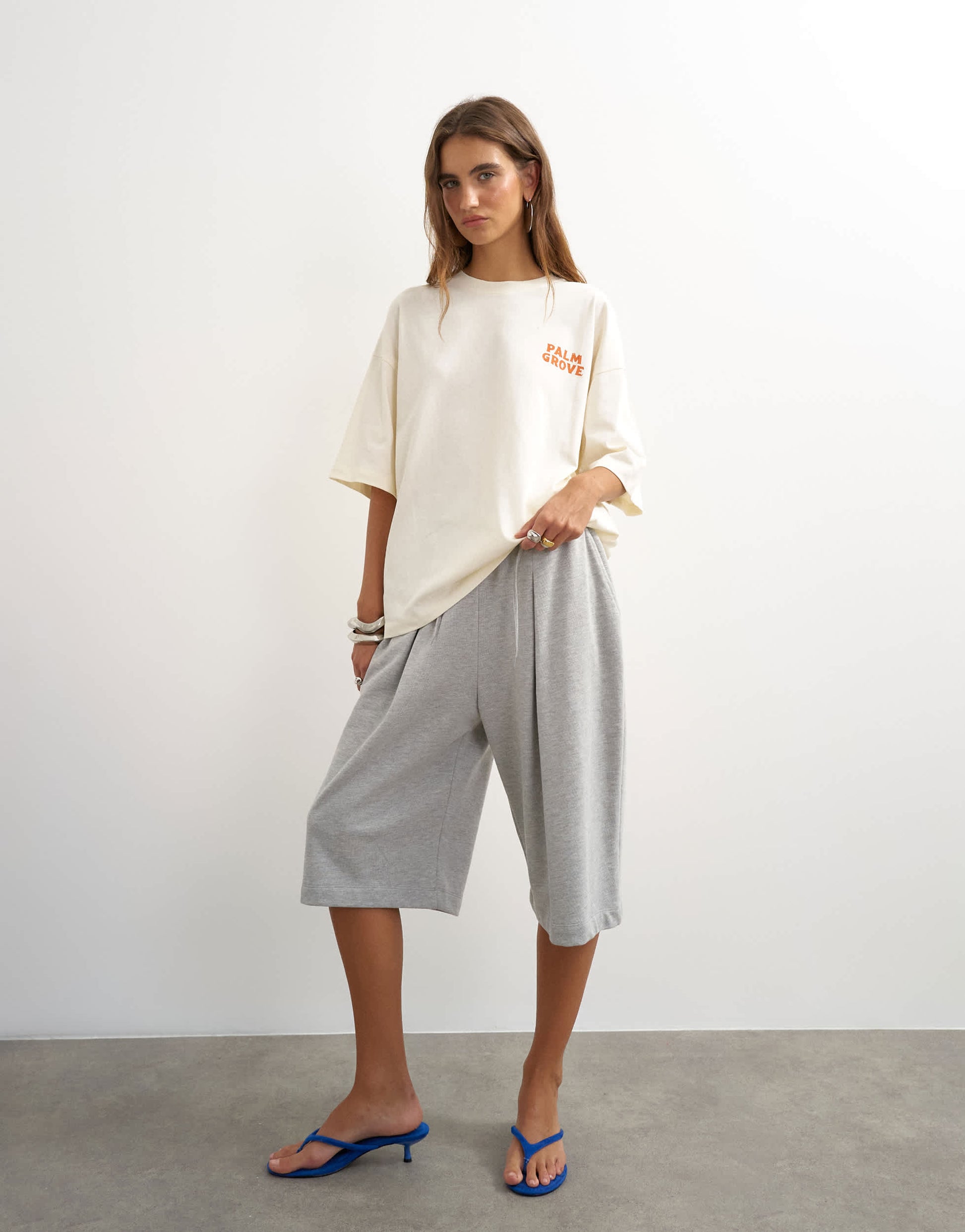 Topshop graphic 'Palm Grove' oversized t-shirt in ecru