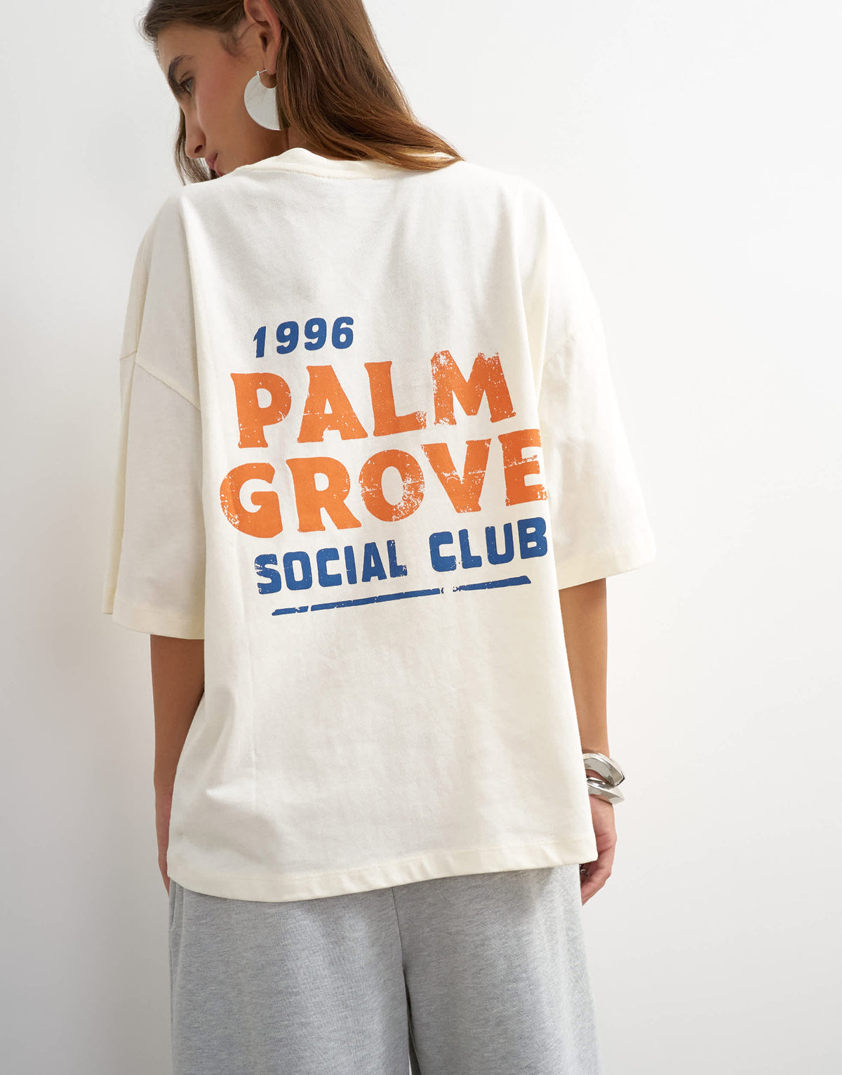 Topshop graphic 'Palm Grove' oversized t-shirt in ecru