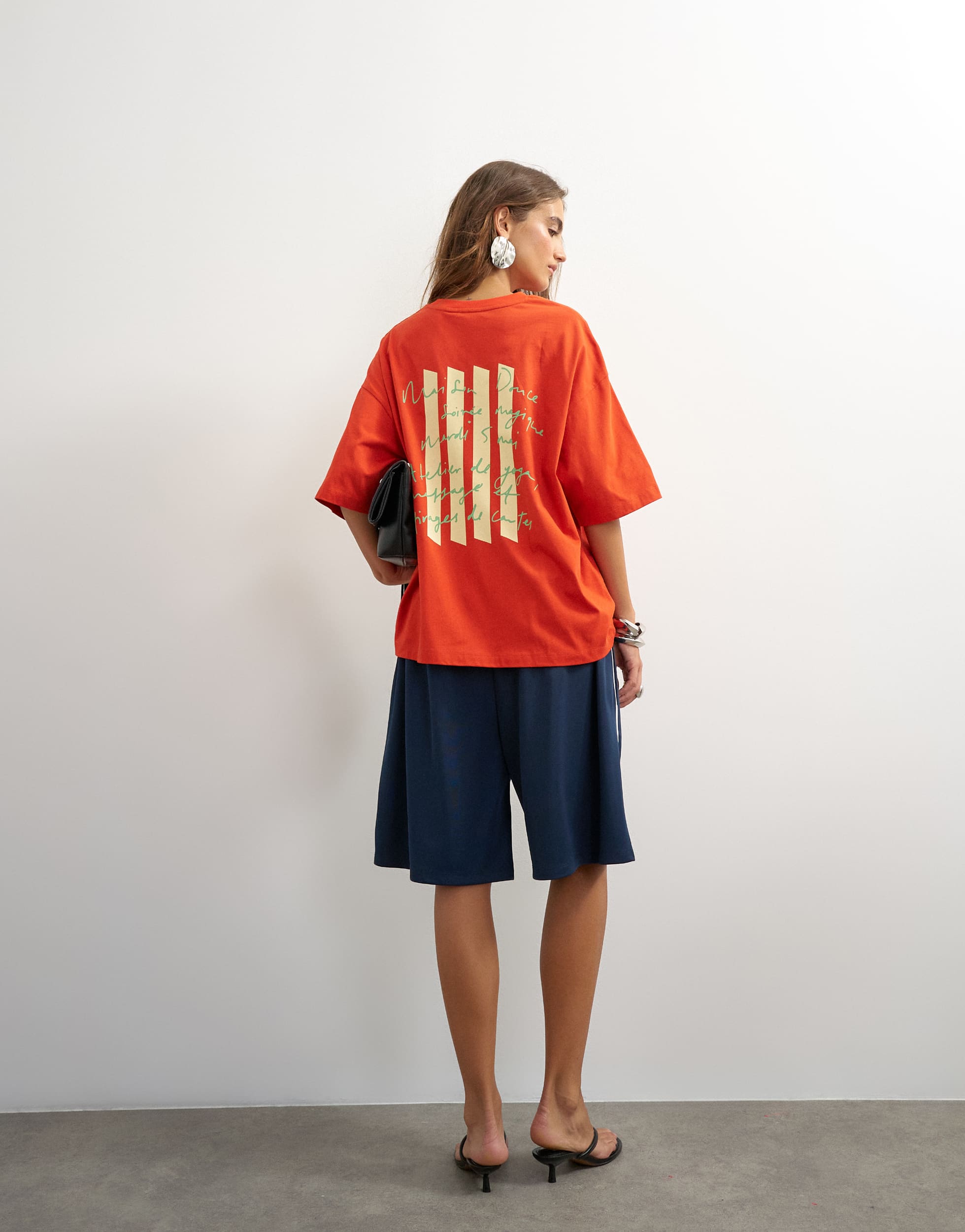 Topshop graphic 'Maison' oversized t-shirt in red