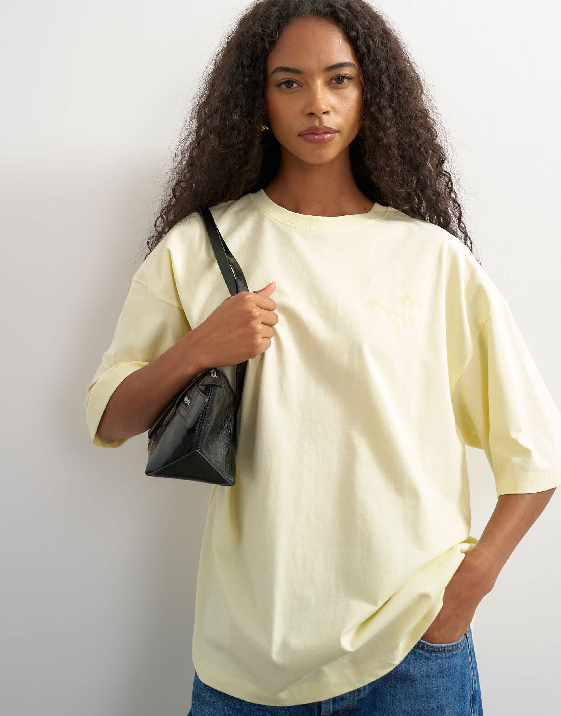 Topshop graphic 'Rodeo Rain' oversized t-shirt in buttermilk