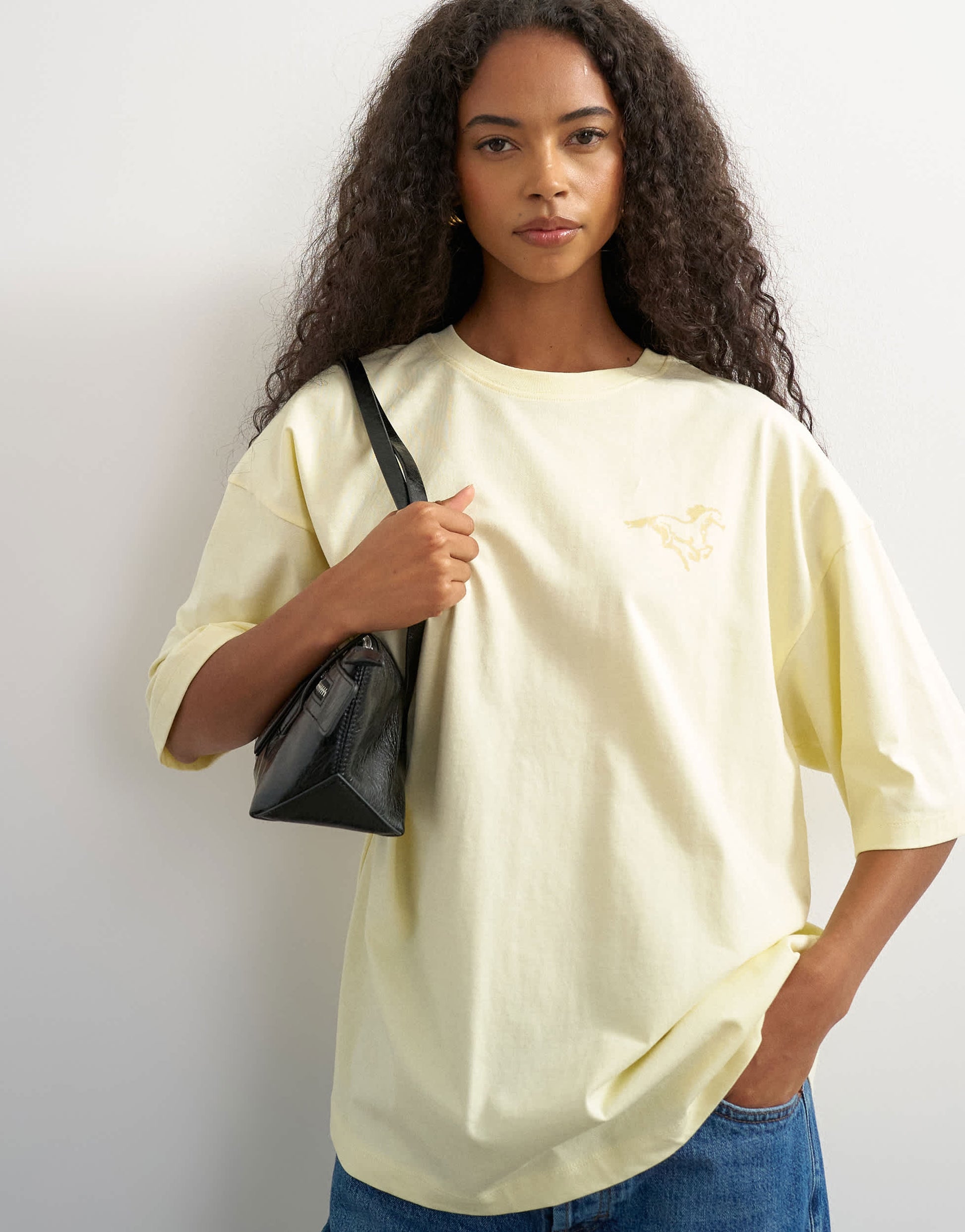 Topshop graphic 'Rodeo Rain' oversized t-shirt in buttermilk