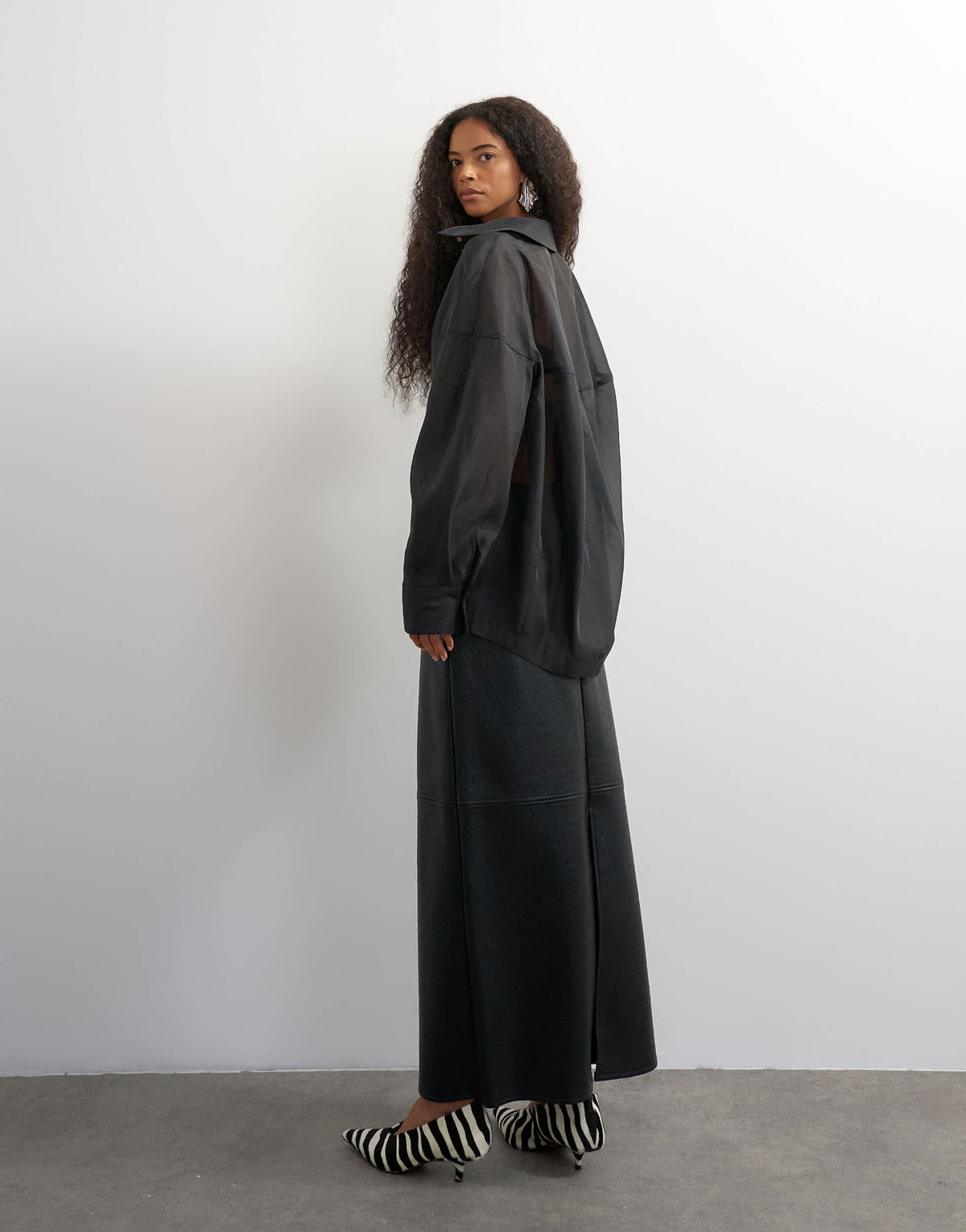 Topshop organza shirt in black