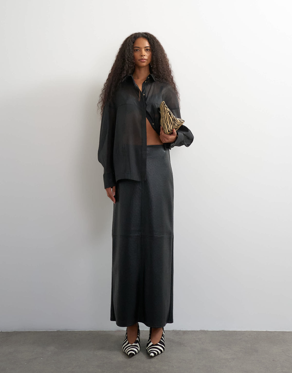Topshop organza shirt in black