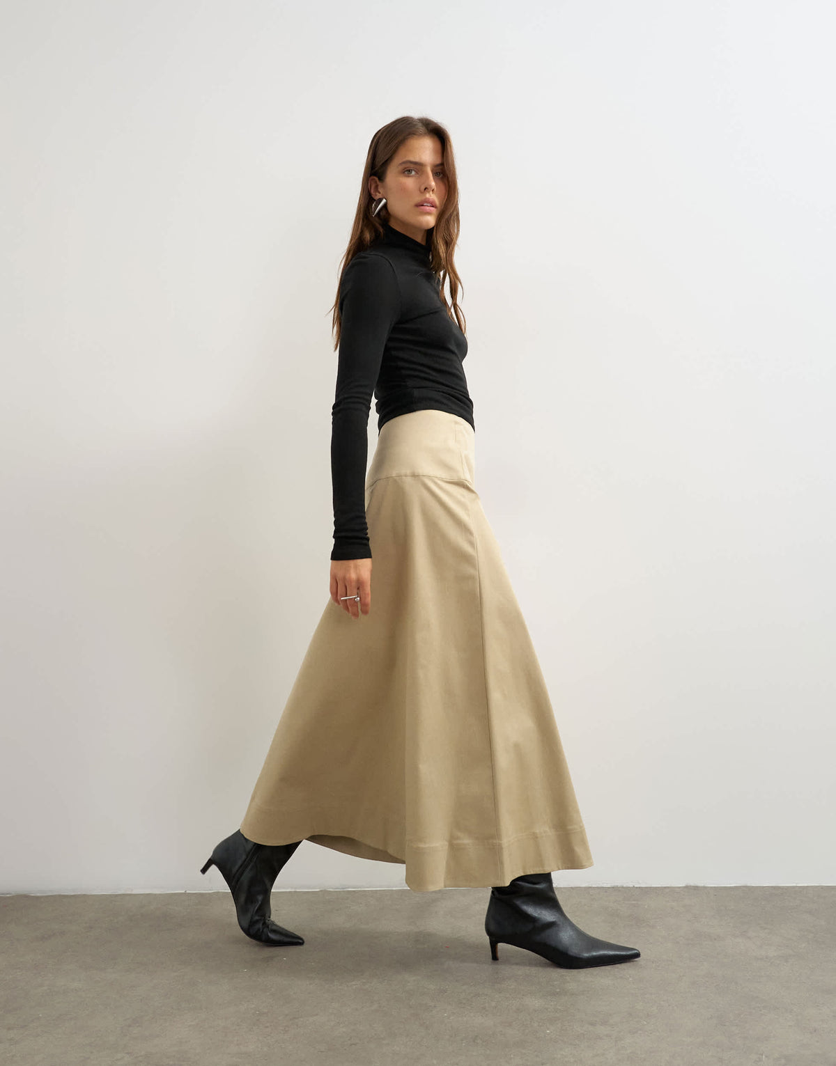 Topshop wrap waistband detail trench skirt in stone