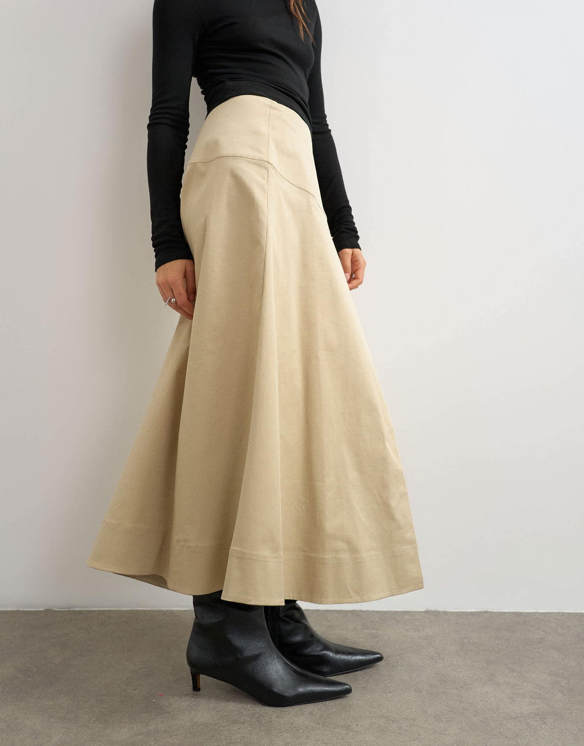 Topshop wrap waistband detail trench skirt in stone
