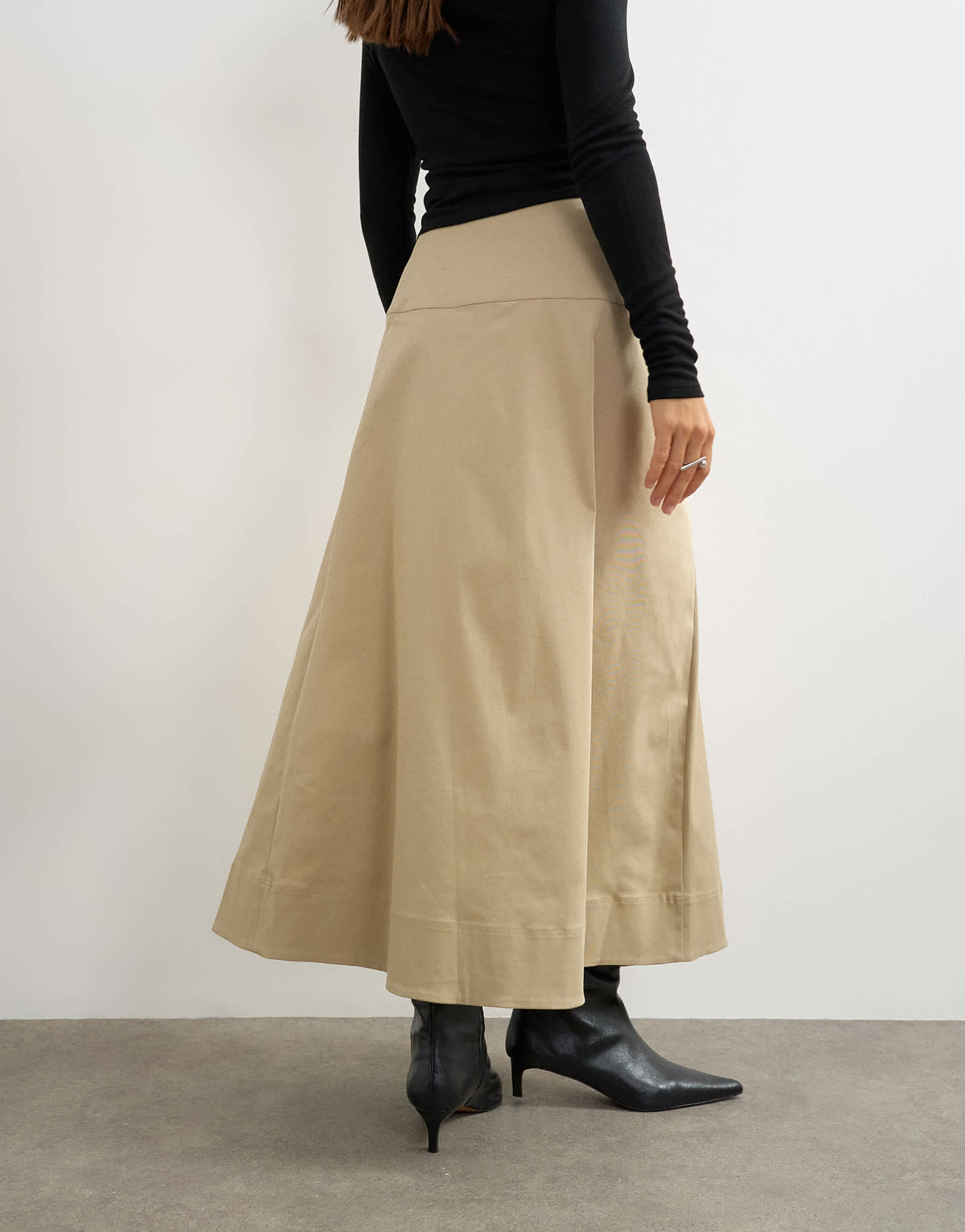 Topshop wrap waistband detail trench skirt in stone
