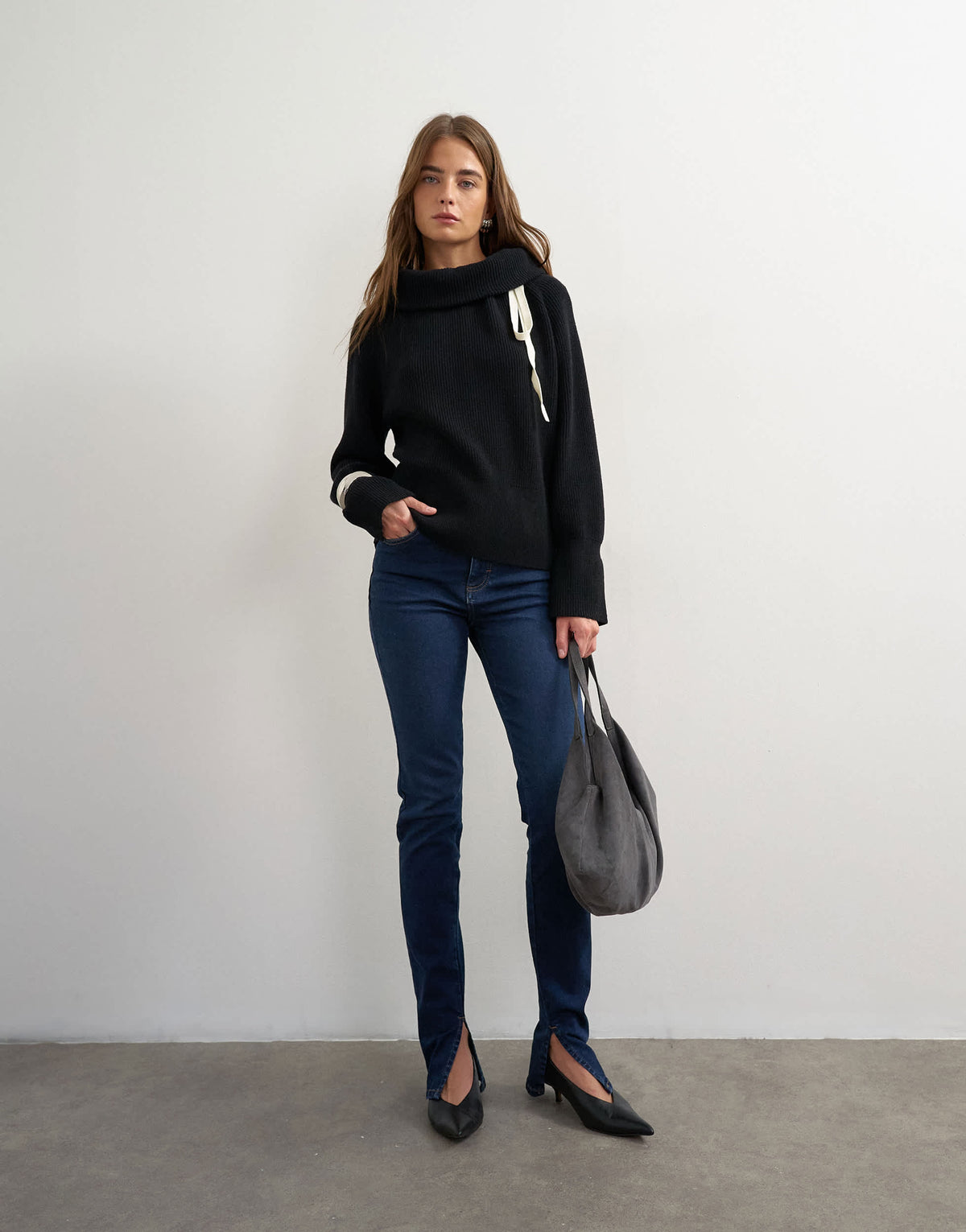 Topshop skinny high rise jean with side split in rinse