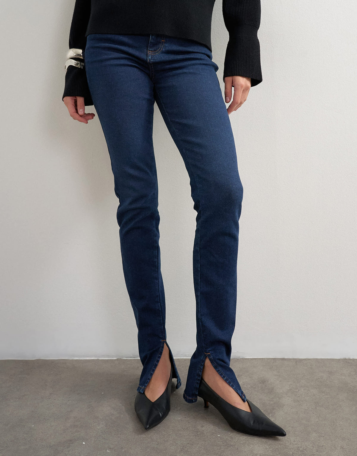 Topshop skinny high rise jean with side split in rinse