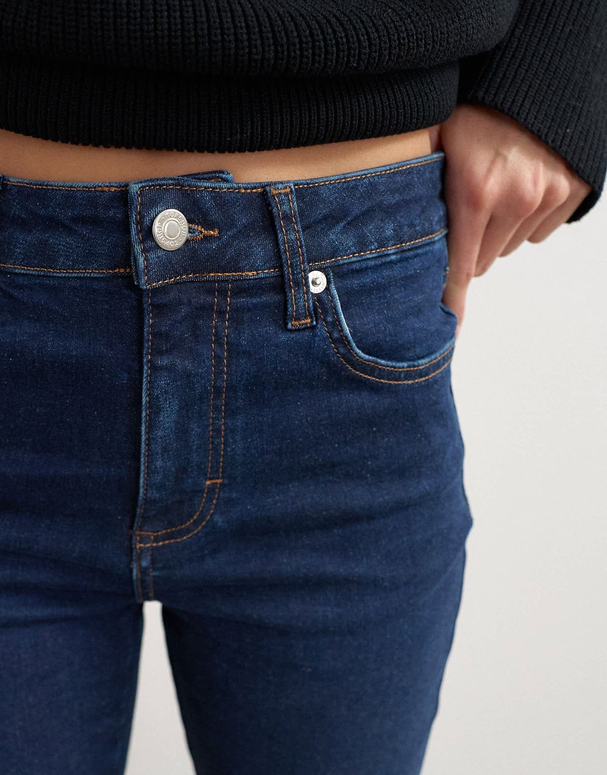 Topshop skinny high rise jean with side split in rinse