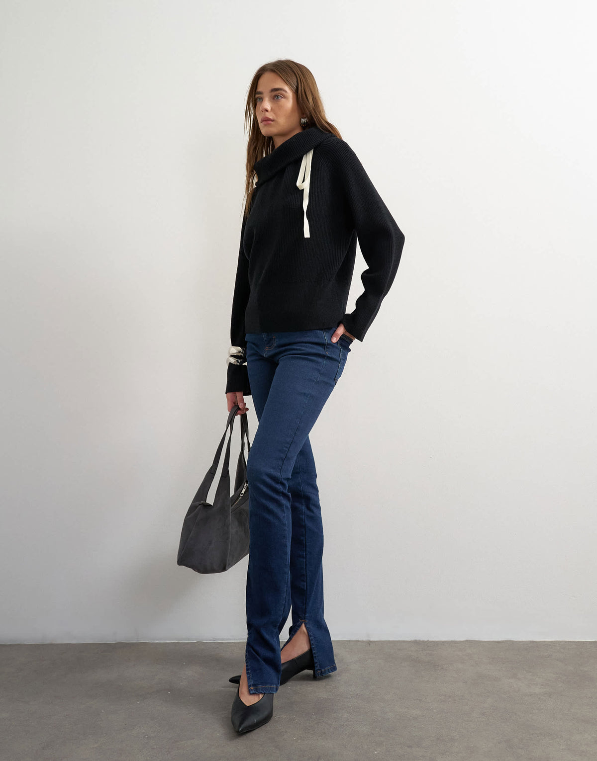 Topshop skinny high rise jean with side split in rinse
