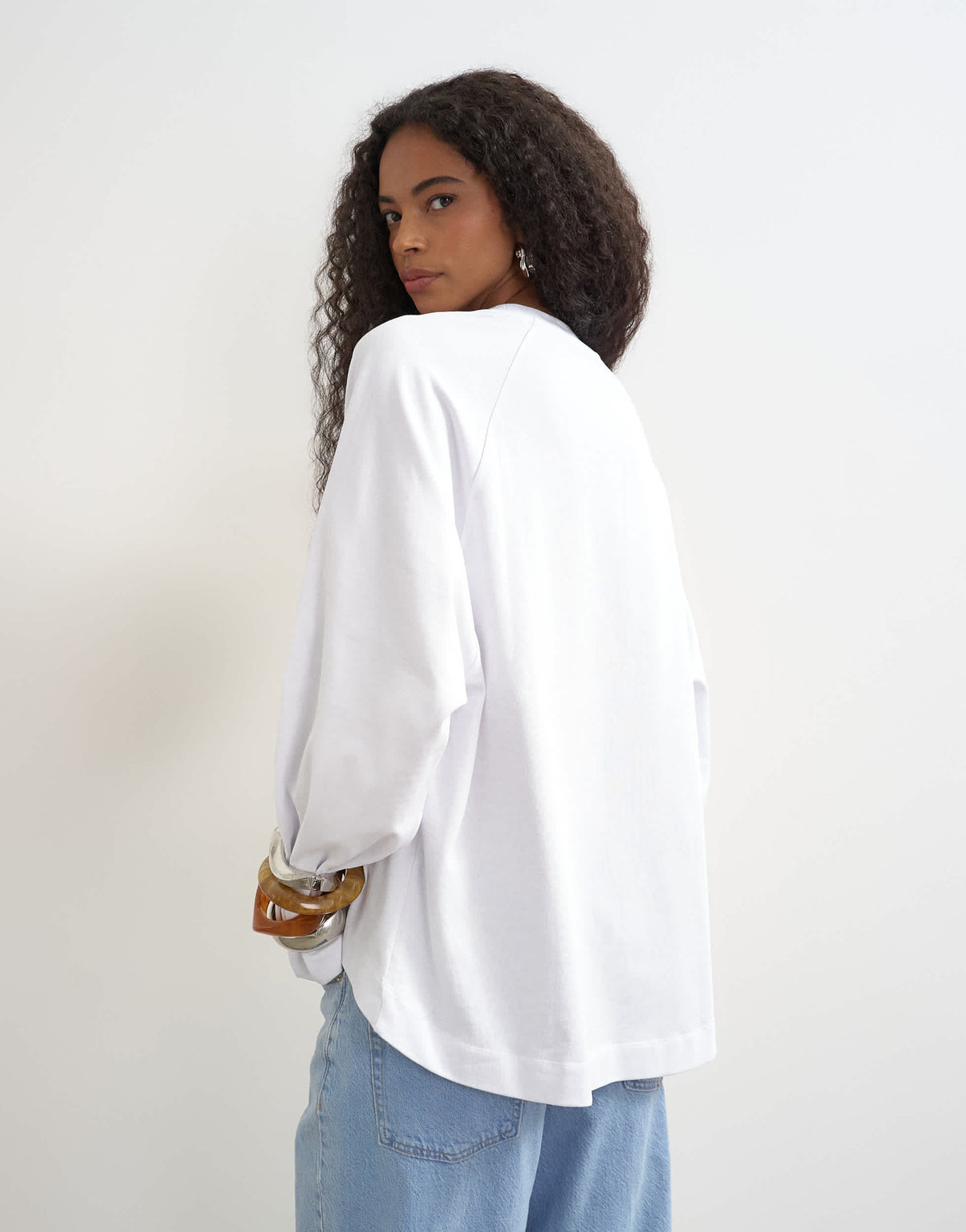 Topshop curve hem raglan sleeve skater t-shirt in white