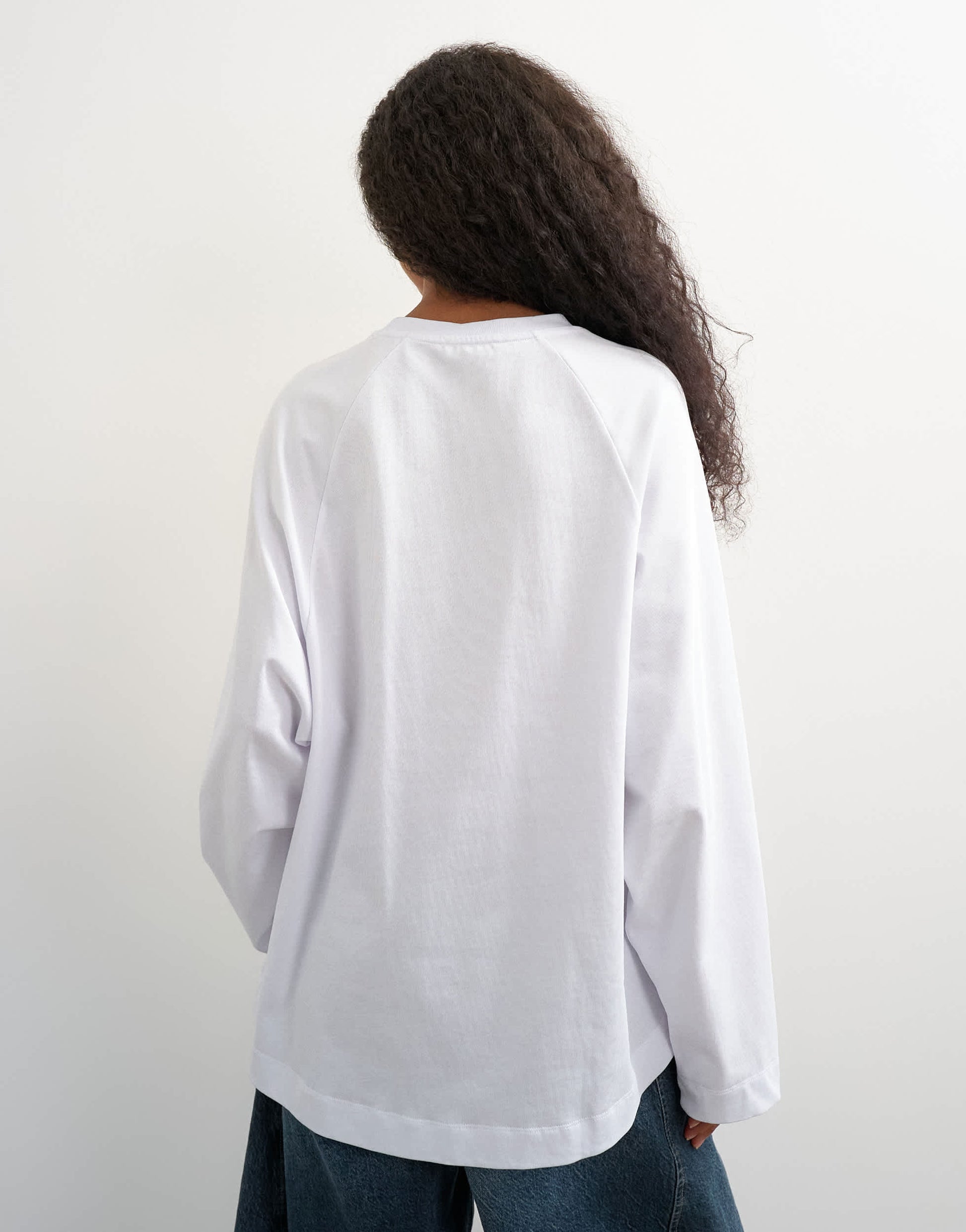 Topshop asymmetric hem raglan sleeve skater t-shirt in white